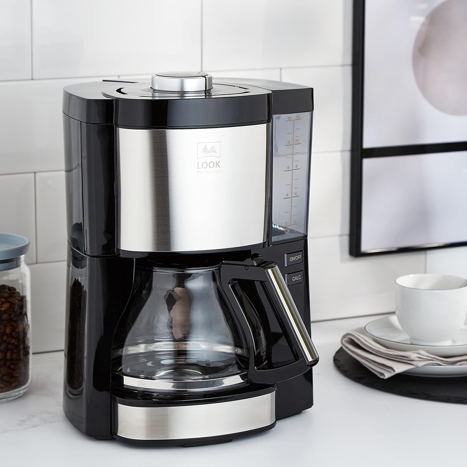 Melitta Look Perfection - Macchina da caffè con filtro - con caraffa termica - sistema antigoccia - 10 tazze - Nera (1025-16)