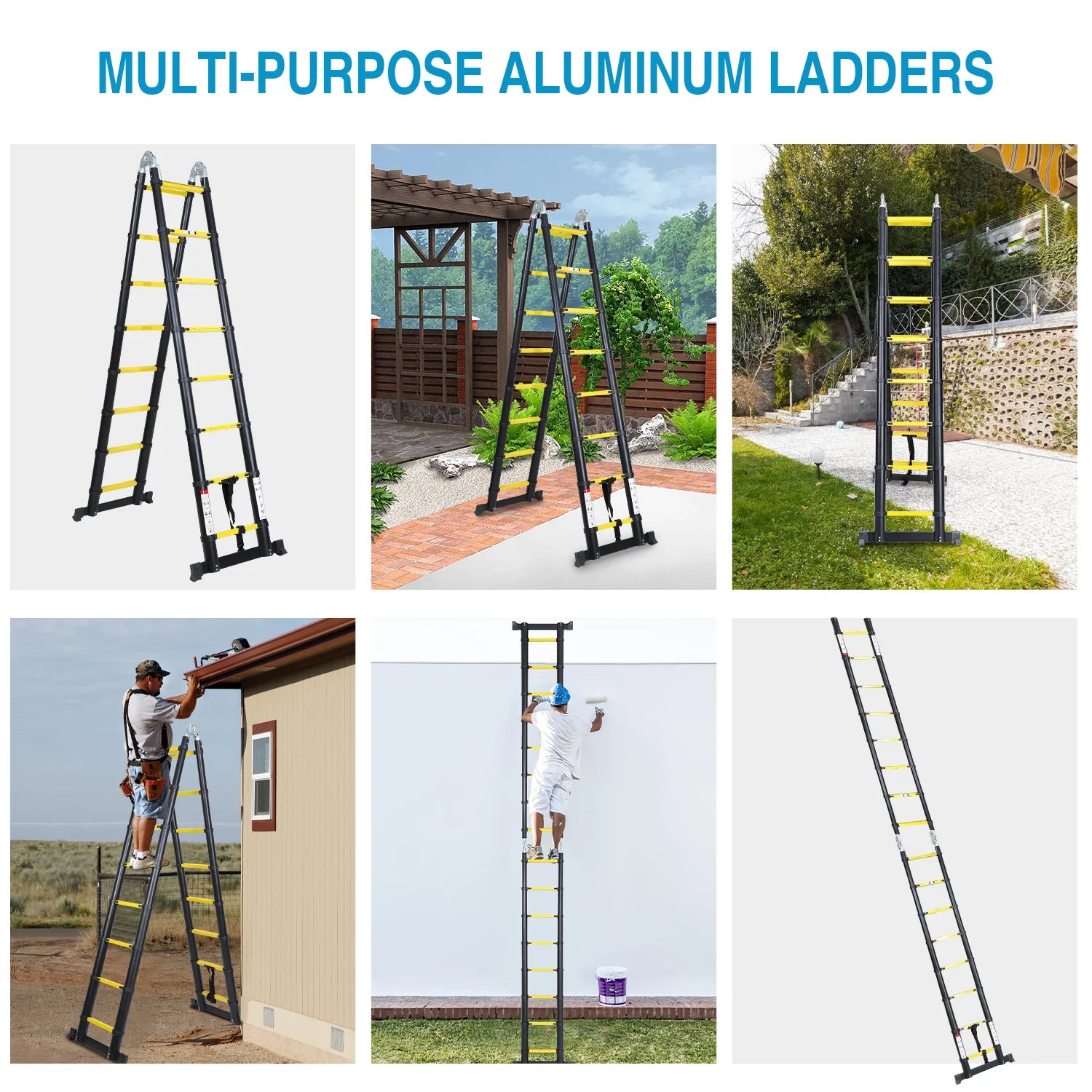 Sonnewelt Scala Telescopica Portatile in Alluminio Max. Carico 150 kg 3.8M (1.9+1.9M)