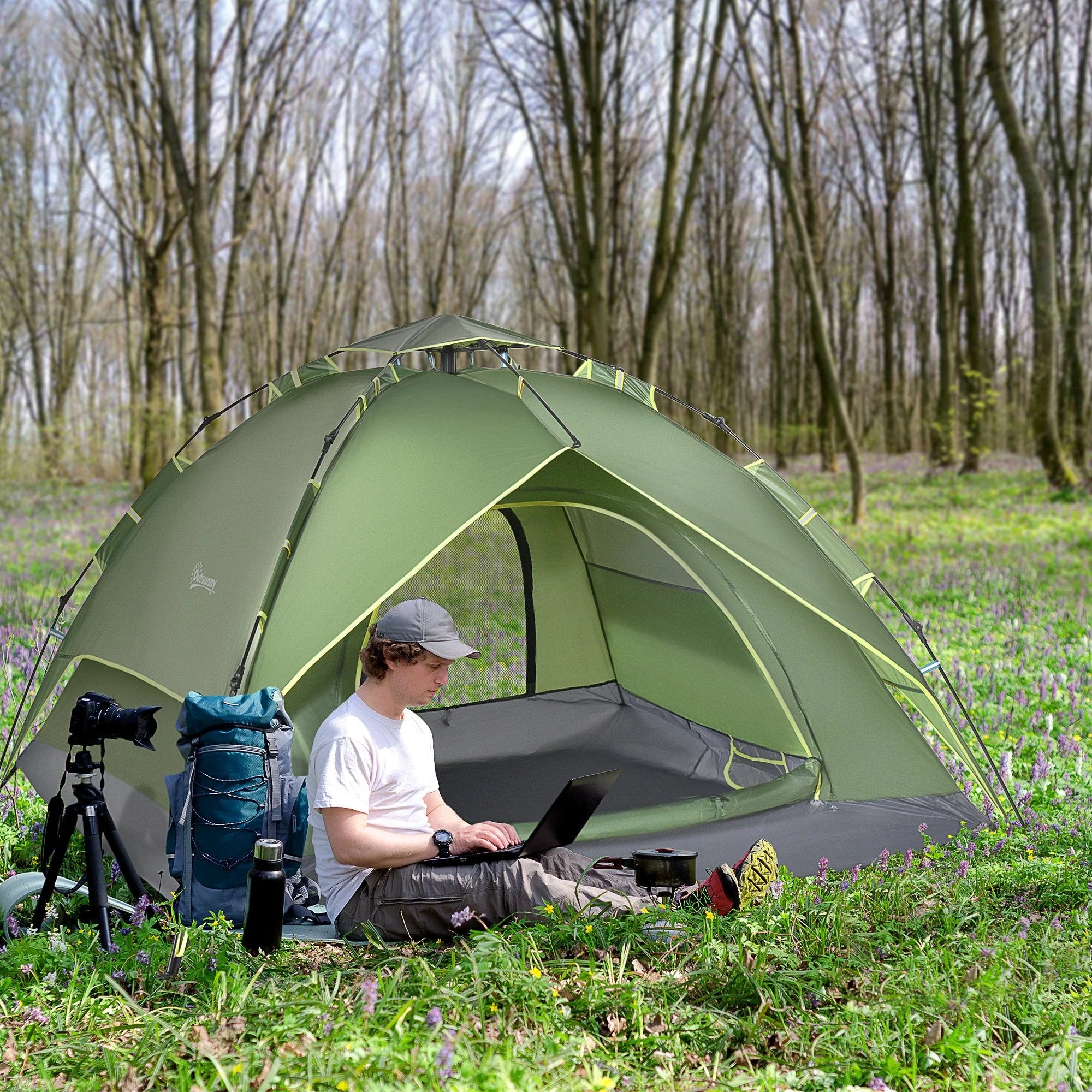 Tenda da campeggio Outsunny 4 stagioni, montaggio rapido, da esterno