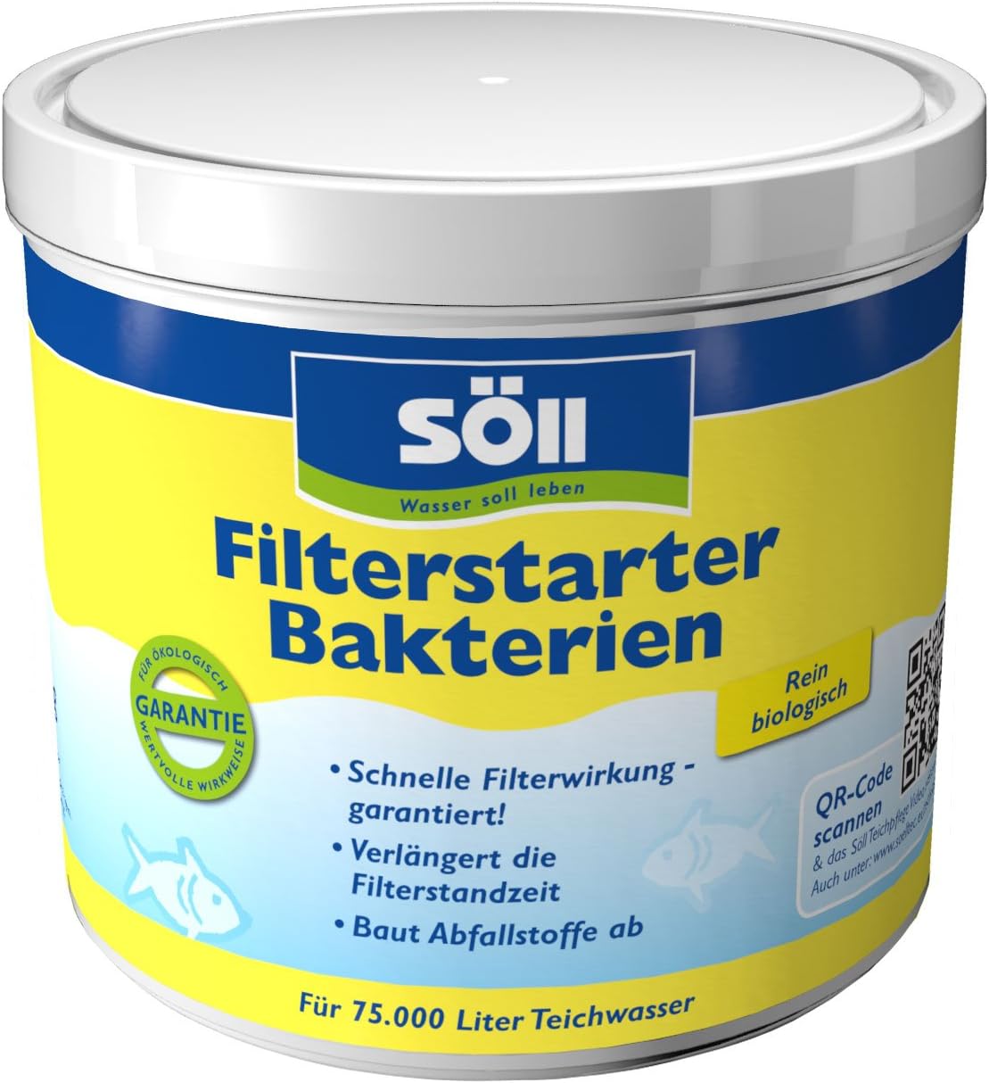 Oase 50170 SwimSkim CWS & Söll 14432 FilterstarterBakterien hochreine Mikroorganismen für Teiche 500 g - natürliche Filterbakterien aktivieren die Biologie der Filter im Gartenteich