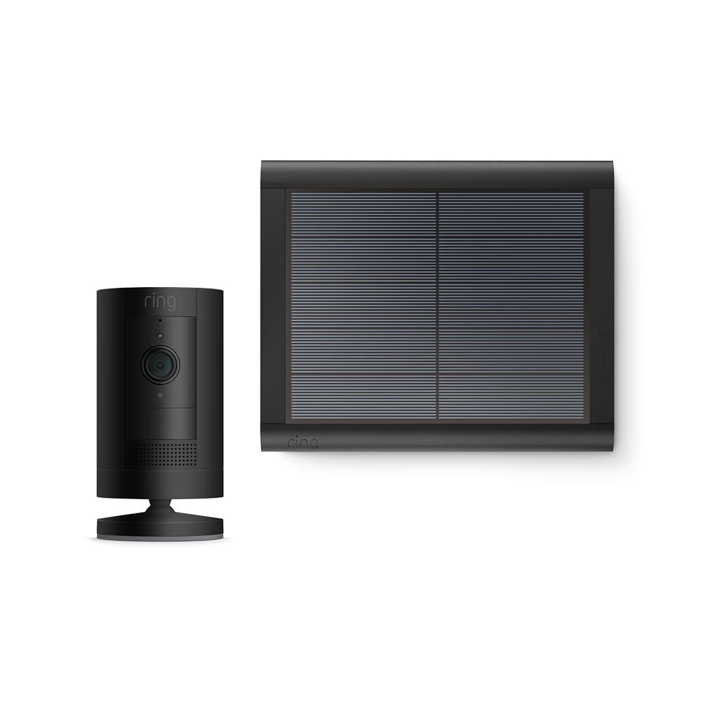Ring Außenkamera Solar (Stick Up Cam) | Überwachungskamera aussen mit Solarpanel, 1080p-HD-Video, WLAN, witterungsbeständig, geeignet für Haus & Grundstück | 4 Kameras