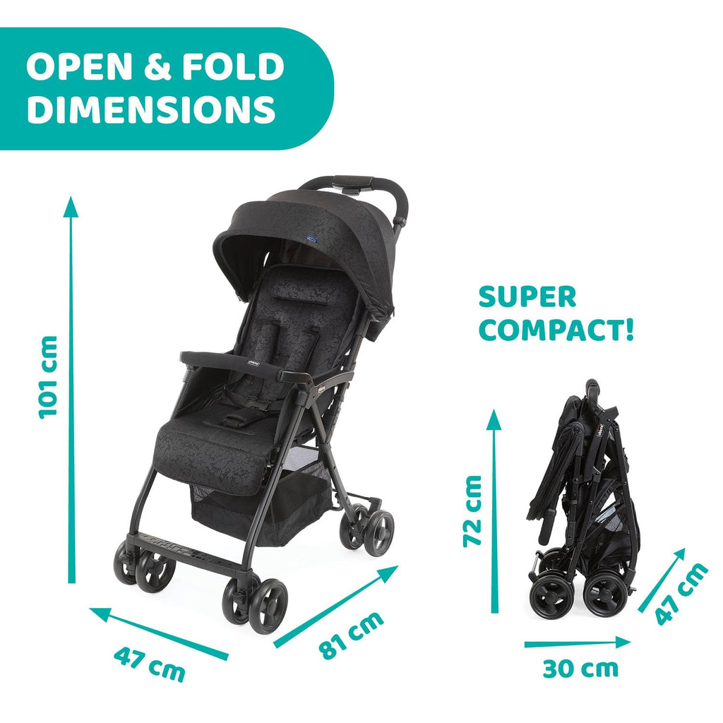 Chicco OHlalà 3 Ultra-Leichtgewicht Kinderwagen von Geburt bis 15 kg, Liege- und Faltbuggy mit großem Einkaufskorb, Kompakt, Regenschutz und Ausziehbares Verdeck