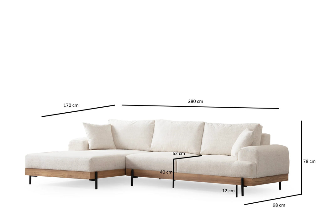 Divano angolare Eti Oak Left - Bianco