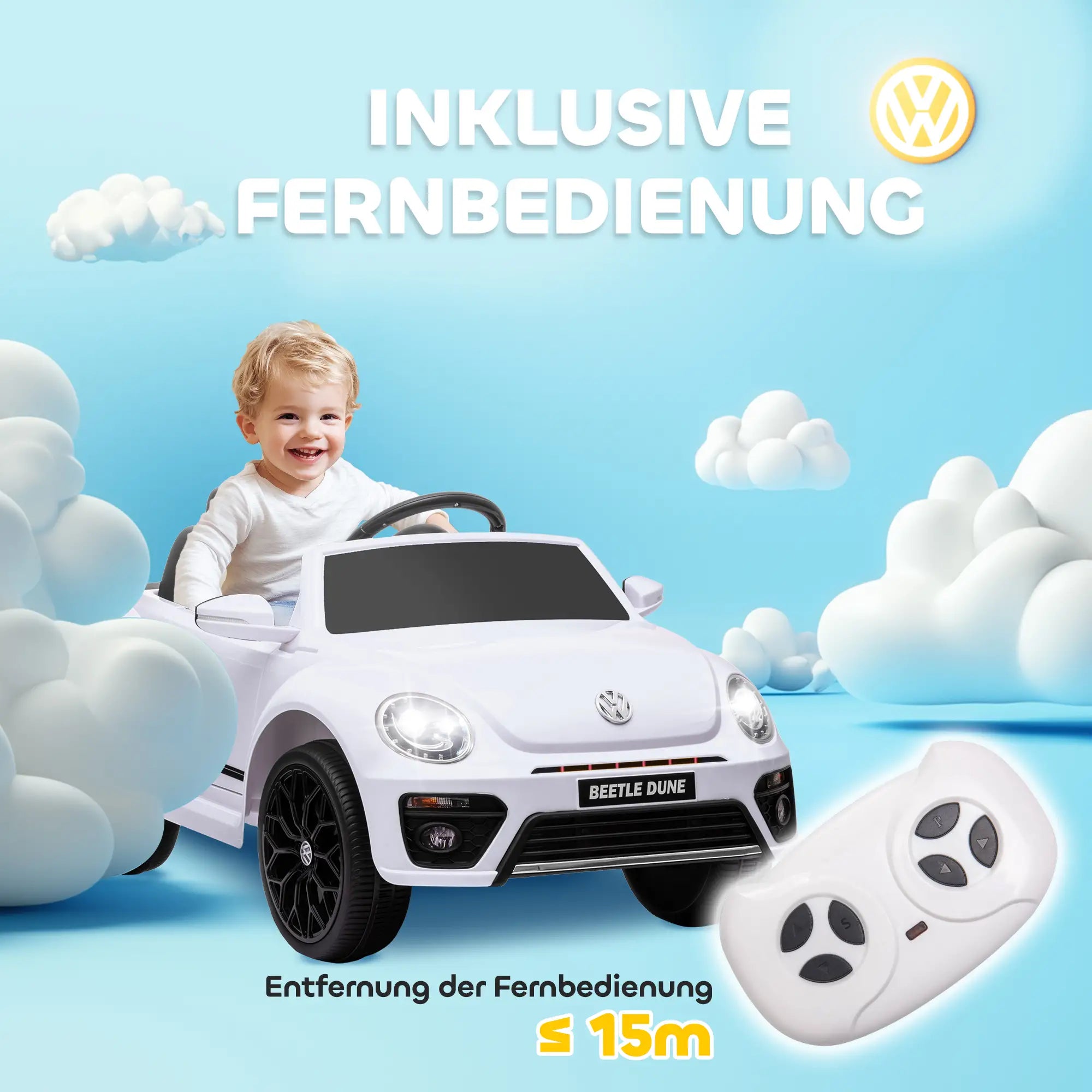 AIYAPLAY Macchina Elettrica per Bambini 12V con Telecomando Bianca