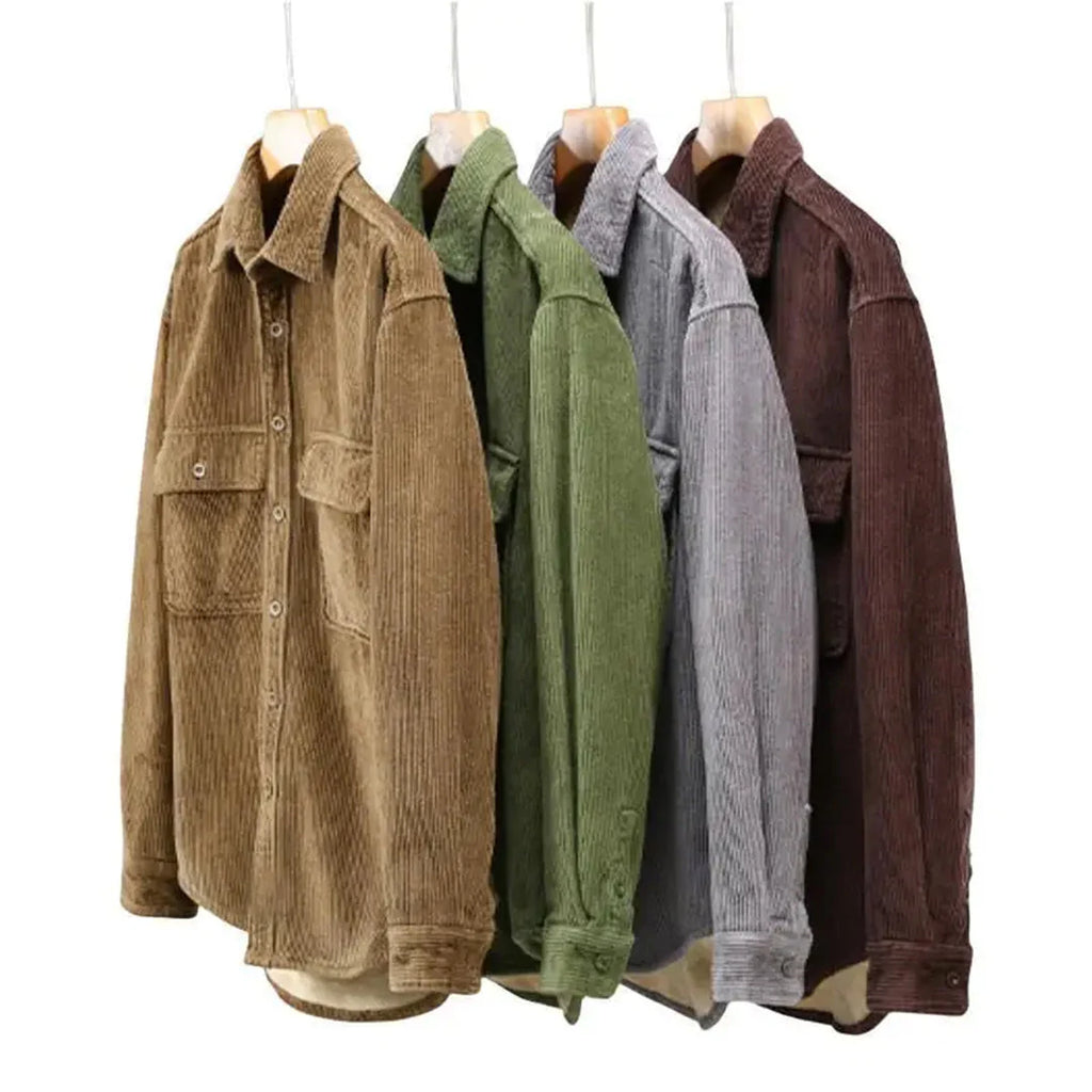 Camicia invernale da uomo in velluto a coste elegante