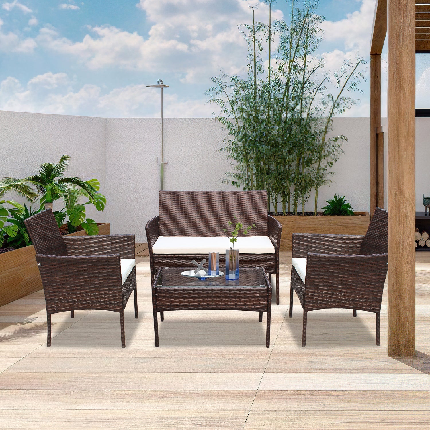 Sonnewelt Salotto da giardino in polyrattan