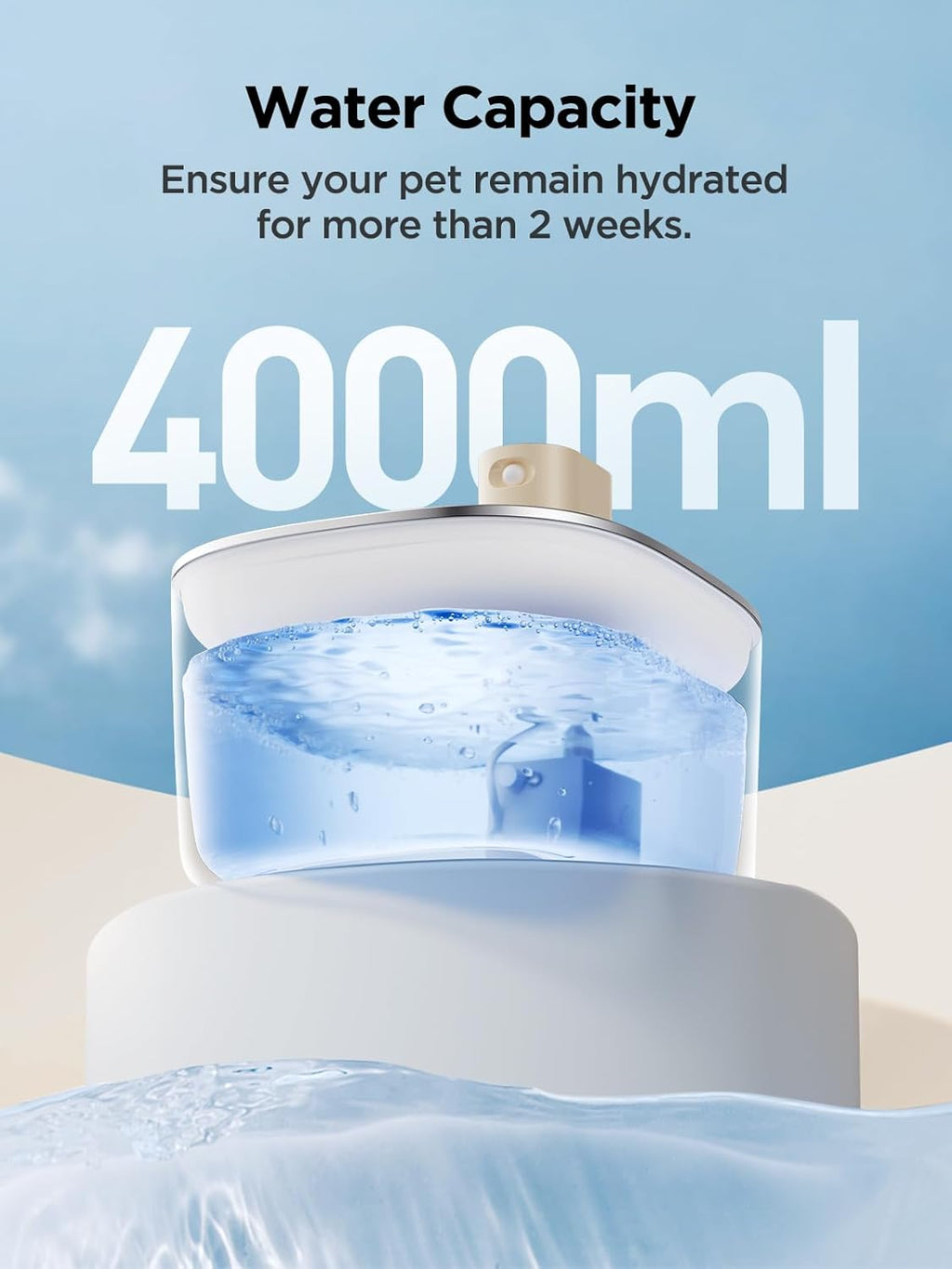 Fontana per Gatti Senza Fili con Sensore di Movimento a Batteria da 4000mAh, Fontana d'Acqua Silenziosa da 4L FEELNEEDY con Sensore di Movimento per Gatti e Cani Piccoli, Vasca d'Acqua in Acciaio Inossidabile, 2 Filtri