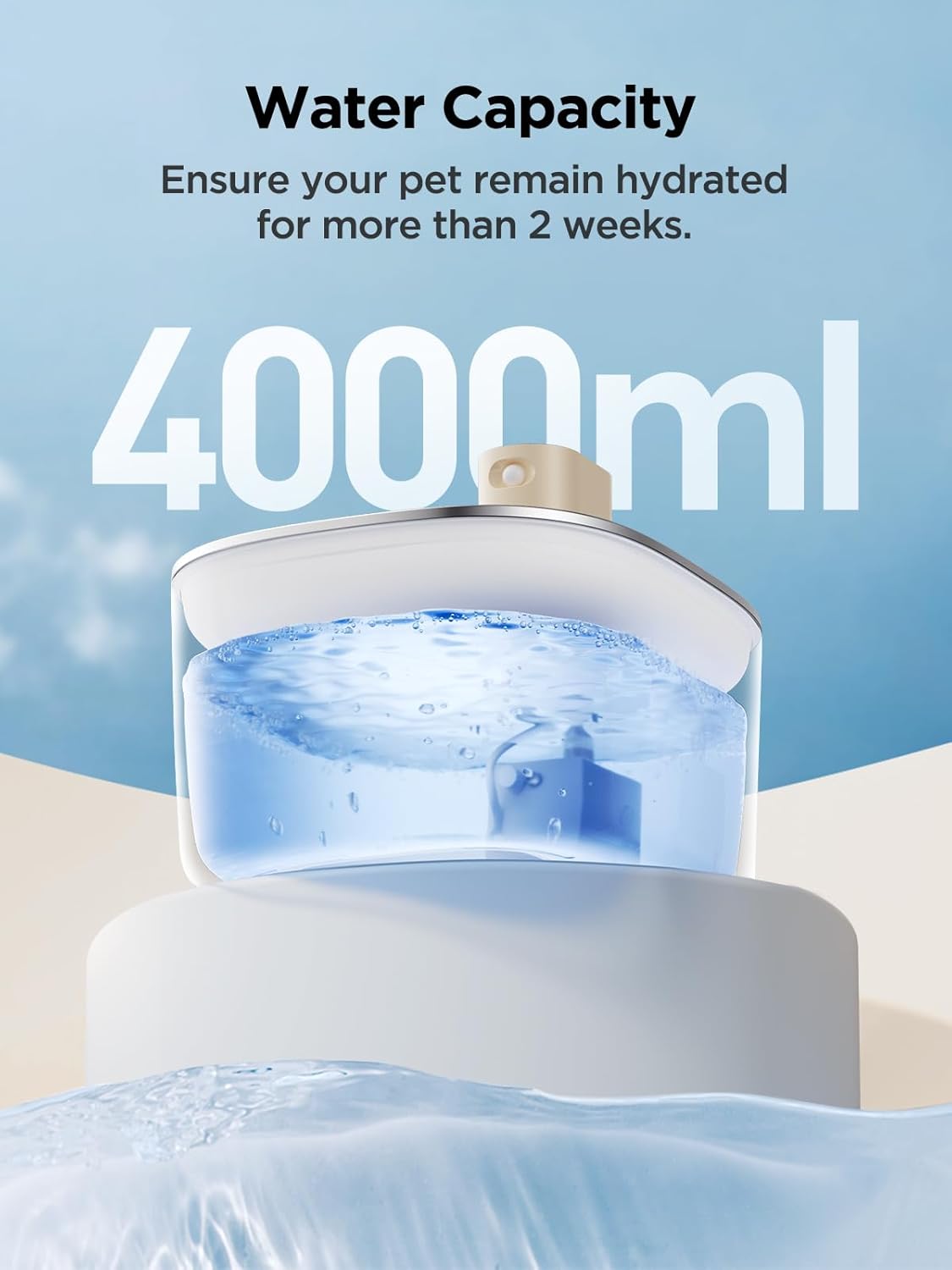 Fontana per Gatti Senza Fili con Sensore di Movimento a Batteria da 4000mAh, Fontana d'Acqua Silenziosa da 4L FEELNEEDY con Sensore di Movimento per Gatti e Cani Piccoli, Vasca d'Acqua in Acciaio Inossidabile, 2 Filtri