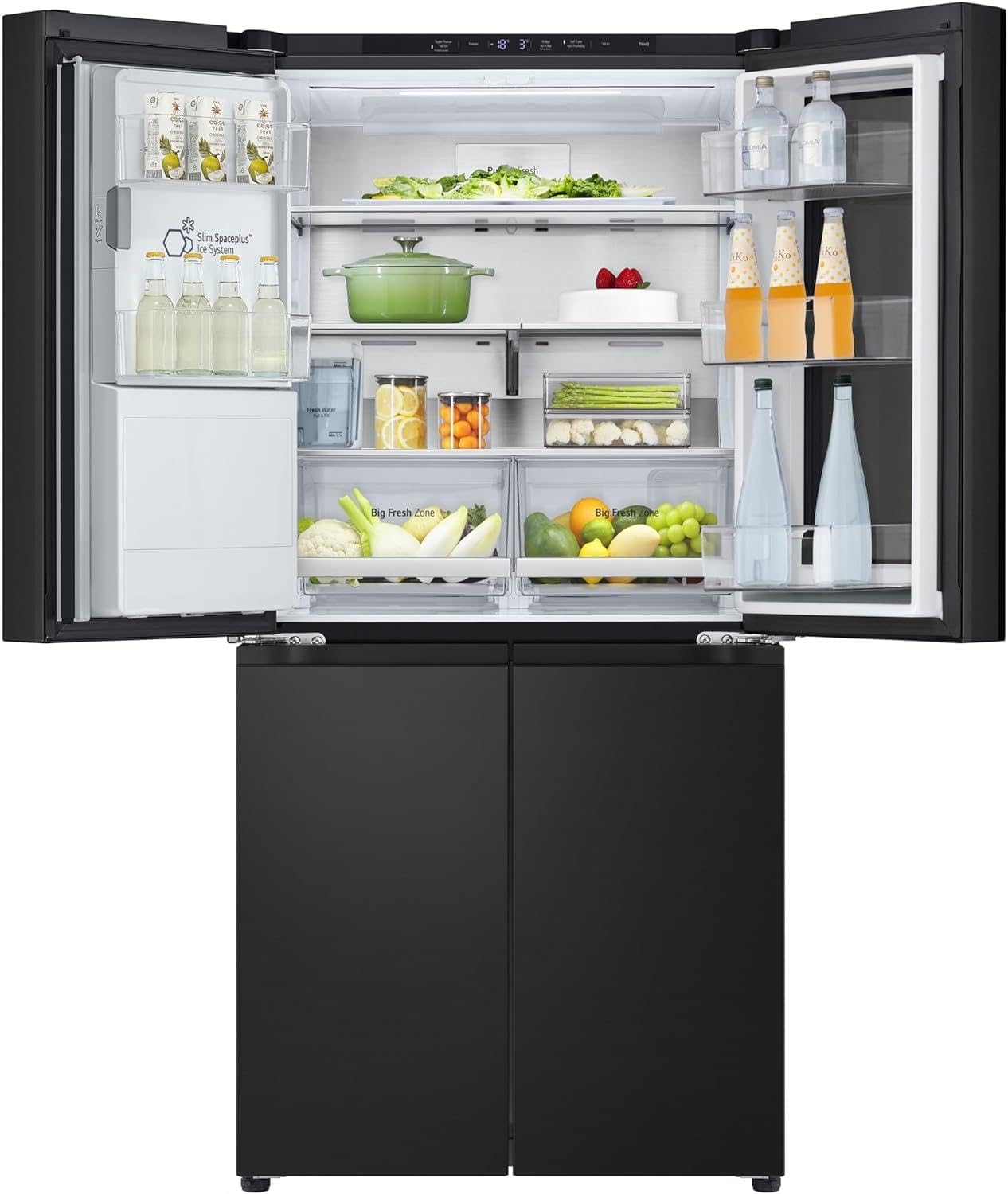 LG GMG861EPAE InstaView SLIM Multi-Door, Classe E, 508 L, Frigorifero Combinato, Erogatore di acqua, ghiaccio e ghiaccio tritato con UVnano, Total NoFrost, Compressore Smart Inverter, Wi-Fi, Colore Nero Opaco