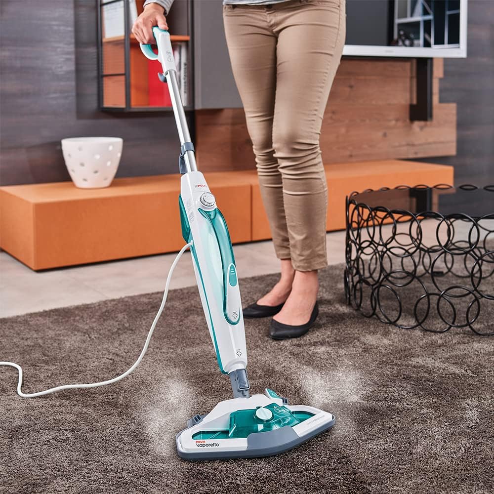 POLTI Vaporetto SV460_Double Dampfbesen, Doppelfunktion mit tragbarem Dampfreiniger, ttet und beseitigt 99,9%* der Viren, Keime und Bakterien, mit zuszlichen Wischtüchern, 17 Zubehrteile