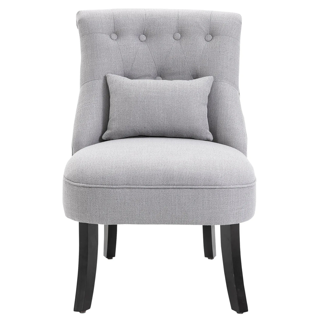 HOMCOM Poltrona imbottita stile vintage con cuscino schienale effetto lino Grigio
