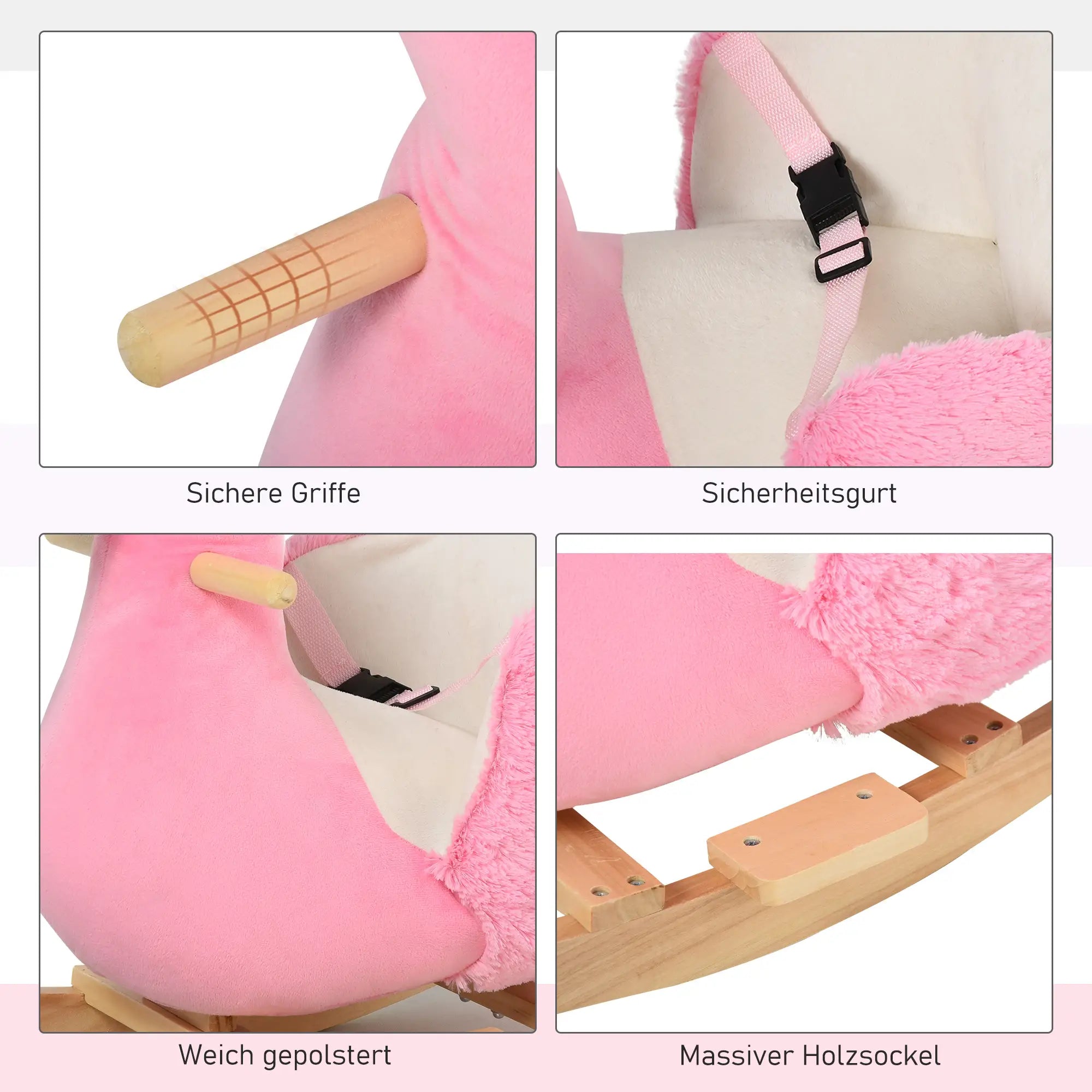 HOMCOM Schaukeltier Flamingo mit Sicherheitsgurt rosa