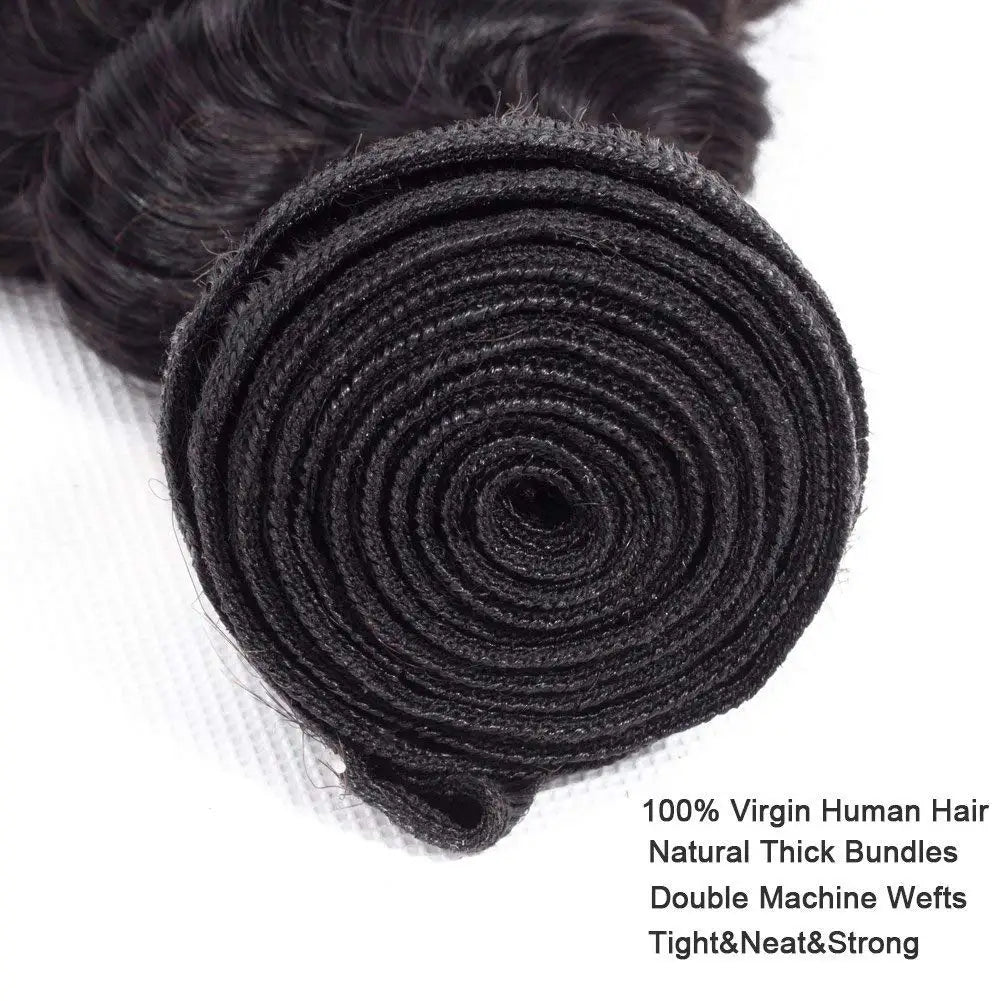 LavishBeauty Deep Wave Haarverlngerungen mit Transparentem Lace Frontal