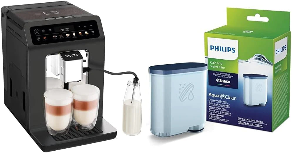 Krups Evidence One Macchina da Caffè Automatica con Tubo per il Latte, 12 Bevande, Funzione 2 Tazze, Display a Colori, Macchina del Caffè, Sigillo TÜV, Nero, EA895N10, Meteor Graphit