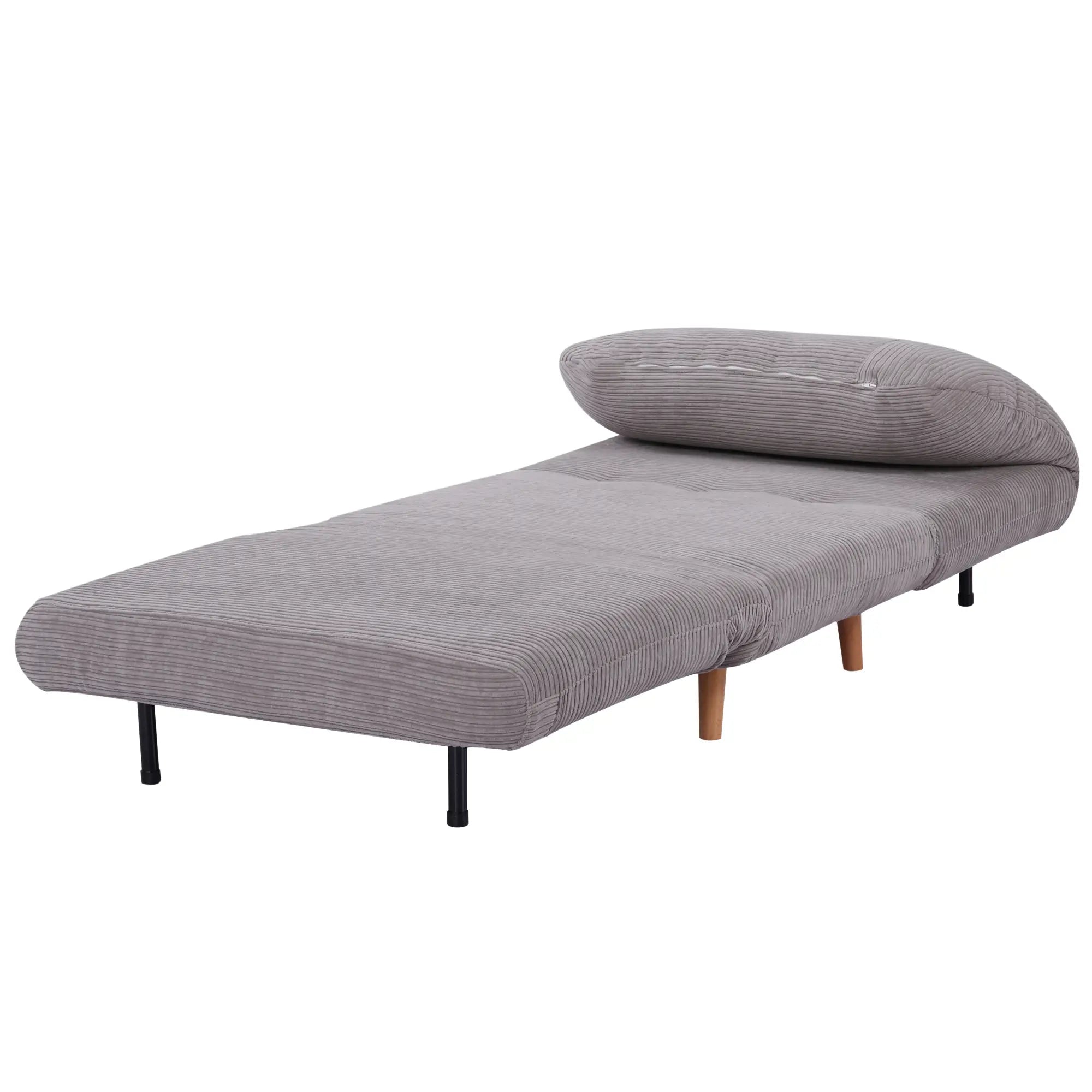 HOMCOM Poltrona Letto Divano Letto 2 in 1 Schienale Regolabile Grigio Chiaro