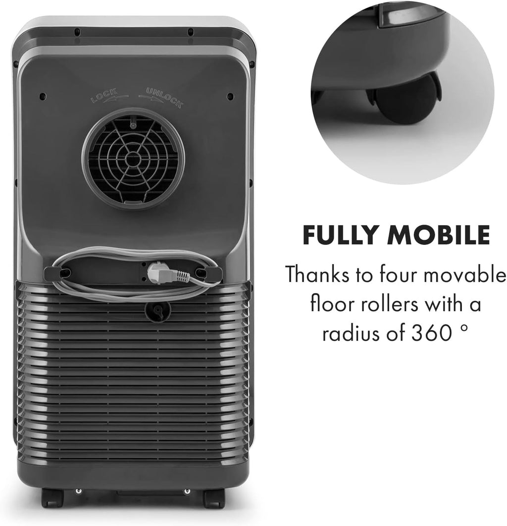Klarstein Climatizzatore Portatile con Tubo di Scarico, Condizionatore 4-in-1 con Ventilatore, Deumidificatore e Modalità Notturna, Piccolo e Portatile per Casa e Ufficio, Controllo tramite App, 12000 BTU