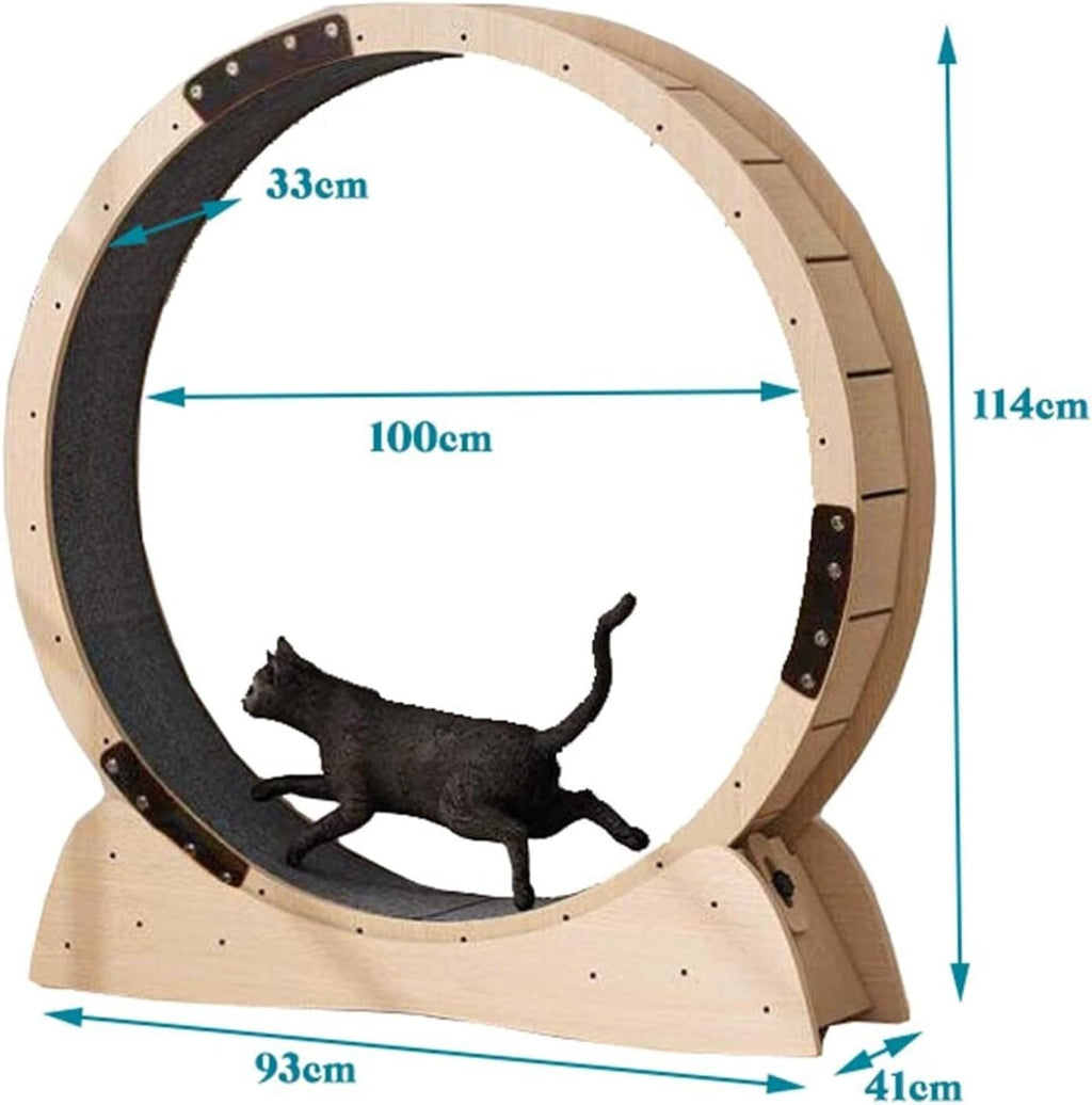 Katzenlaufrad 3 in 1 Katzen Laufrad Holz 85/100/120cm Durchmesser Großes Laufrad Für Katzen mit Griffpads Sperrvorrichtung und TPE Silent Wheel Katzenlaufrad für Katzen Drinnen Cat Wheel(Size:Diameter