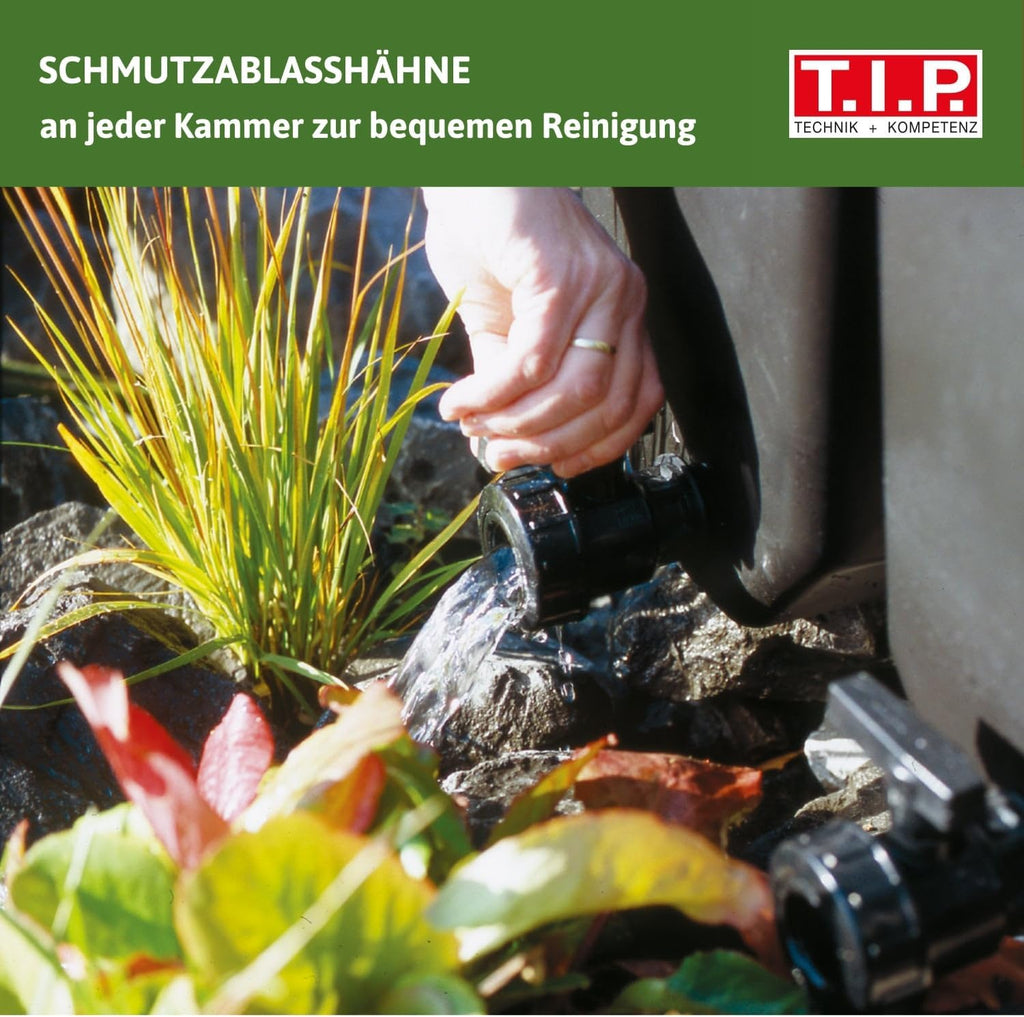 T.I.P. Teichfilter - Teichaußenfilter-Set (20.000 l Teichvolumen, Wet-and-Dry Technologie, UV-C 18 W, Filterbehälter 70 l, inkl. Pumpe, UV-C Strahler, Schläuche, Filtermaterial) WDF 20000 UV 18, 30285