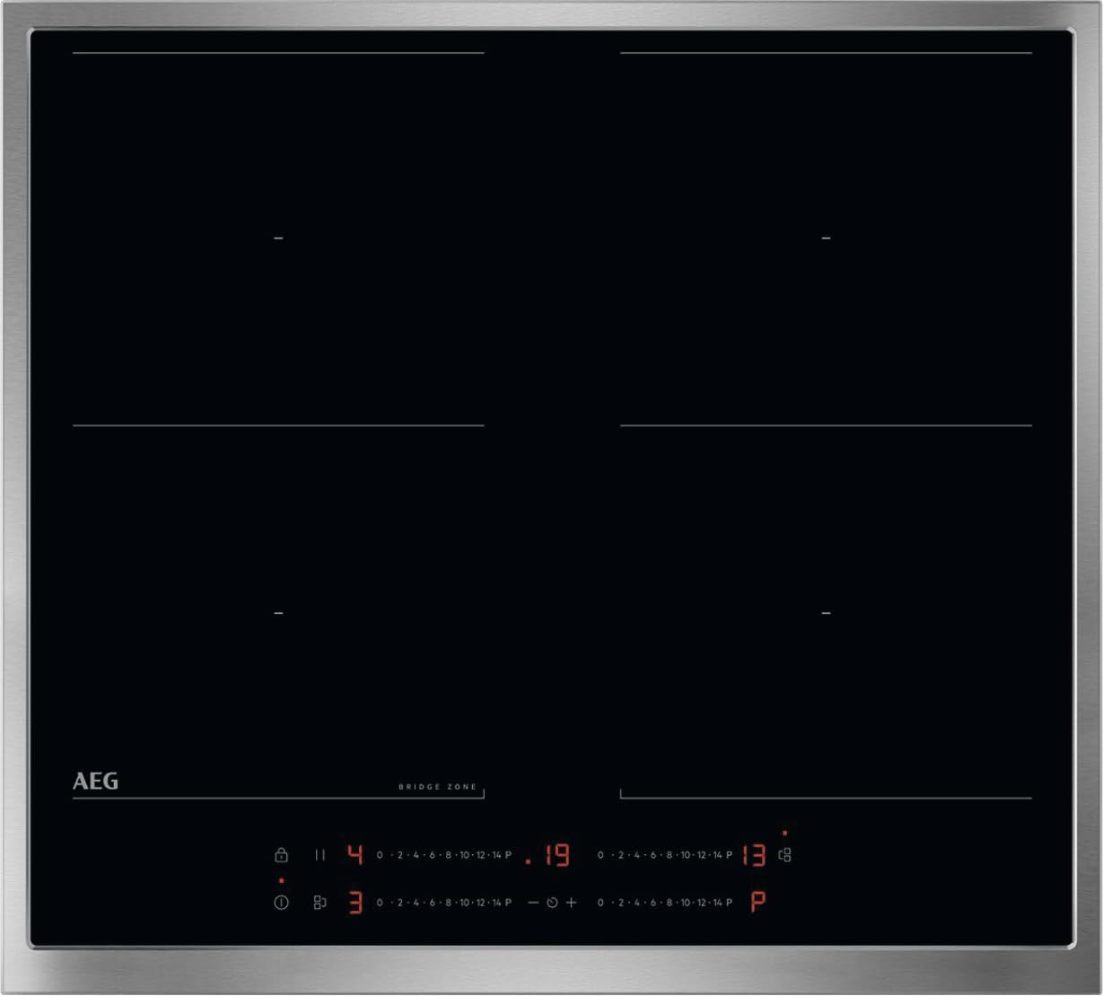 AEG Induktionskochfeld autark 60cm – 4 Flex-Kochzonen mit Powerfunktion für schnelleres Kochen – 14 Stufen – SuperFlat Rahmen – Timer – Touch-Bedienung – kompatibel mit Haubenautomatik – TO64IA0AXB