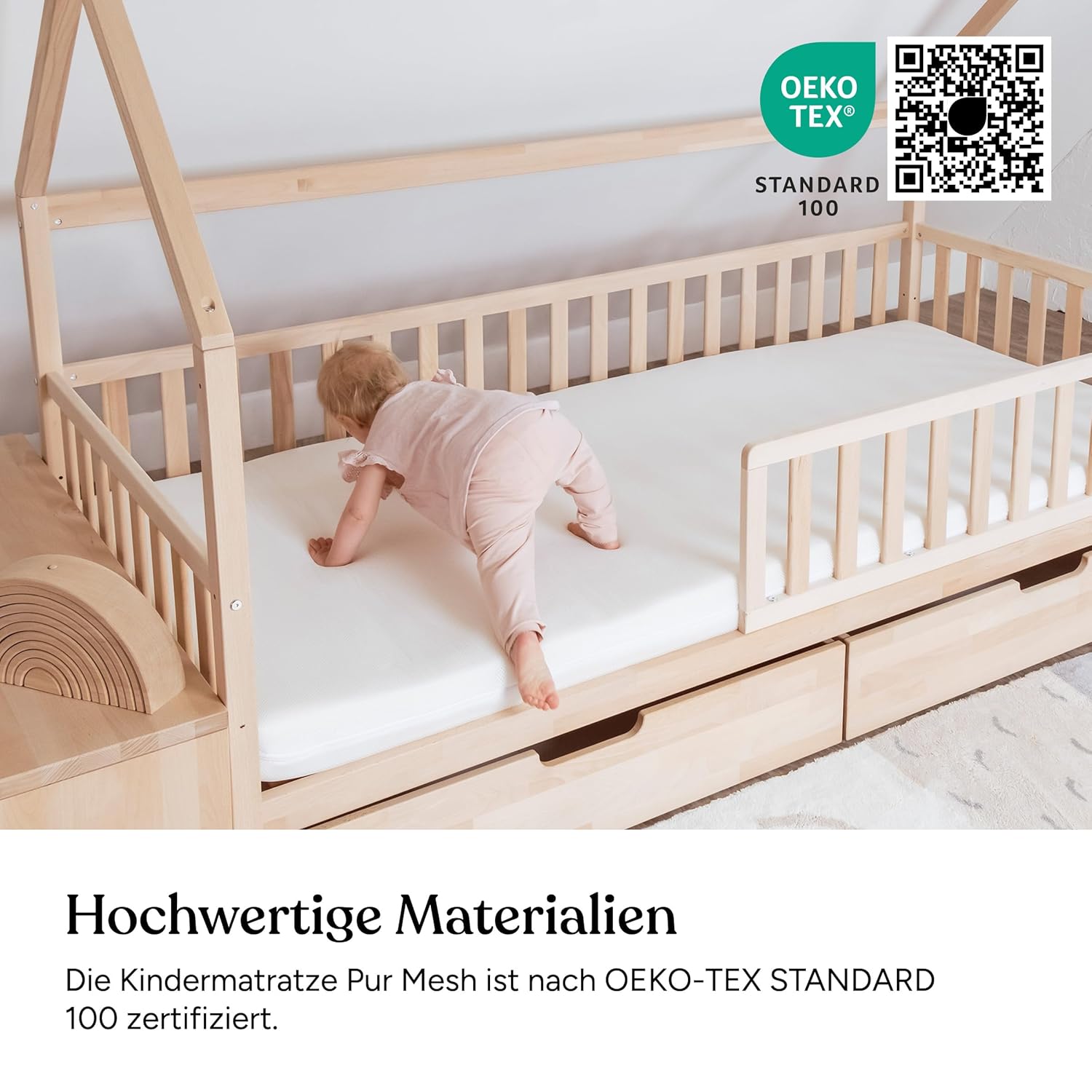 Ehrenkind® Kindermatratze Pur | Baby Matratze 80x200 Standard 100 by OEKO-TEX | Babymatratze 80x200 aus hochwertigem Schaum und Hygienebezug