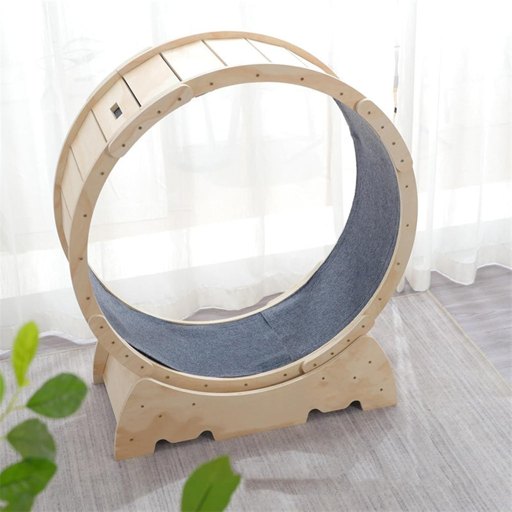 Roadoor 111,8 cm großes Katzen-Laufrad für Indoor-Katzen, Laufband zum Kratzen mit natürlicher Holzfarbe, Laufrad, Kratzbaum Karton für Katzenunterhaltung