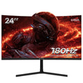 Monitor gaming curvo CRUA da 24" 180 Hz - Monitor per computer FHD 1080P senza cornice, AMD Freesync, bassa sfocatura di movimento, porta DP e HDMI, nero