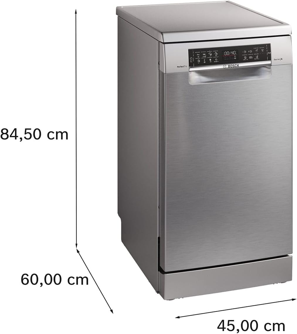 Bosch SPV2IKX10E Serie 2 Lavastoviglie smart a scomparsa totale, larghezza 45 cm, Cestello posate, Extra Asciugatura con la pressione di un pulsante, InfoLight punto luce rosso sul pavimento, AquaStop protezione dai danni causati dall'acqua, Bianco