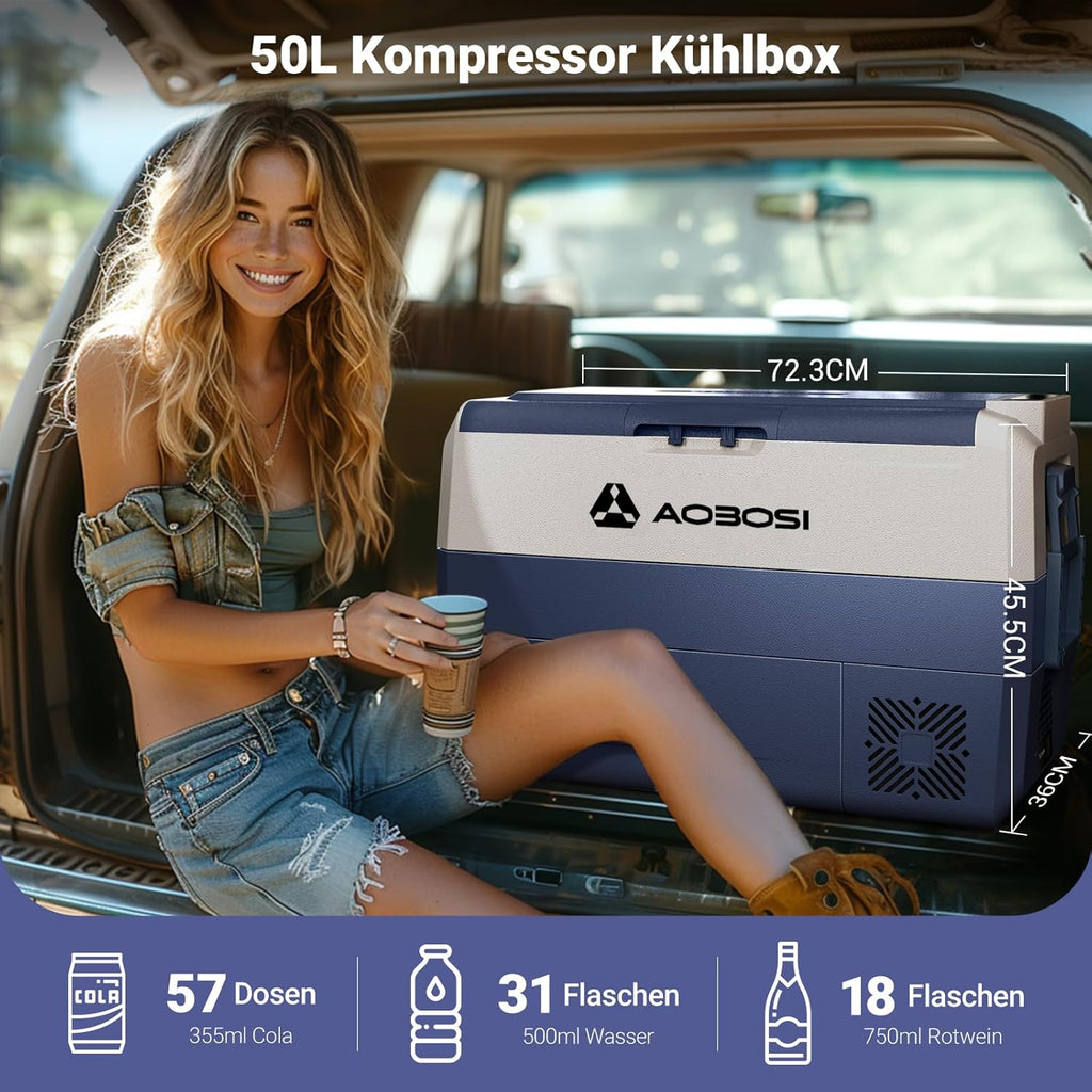 AAOBOSI Frigo Box a Compressore 36 L, Frigo Portatile per Auto con Controllo App WiFi, 12/24 V e 100-240 V, fino a -20 °C per Auto, Camion, Barca, Camper, Campeggio, Doppia Zona