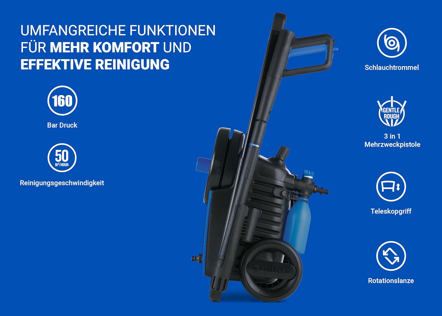 Nilfisk Excellent 170 Bar Hochdruckreiniger - Leistungsstarker Druckreiniger für Außenbereiche und Autos (2300 W)