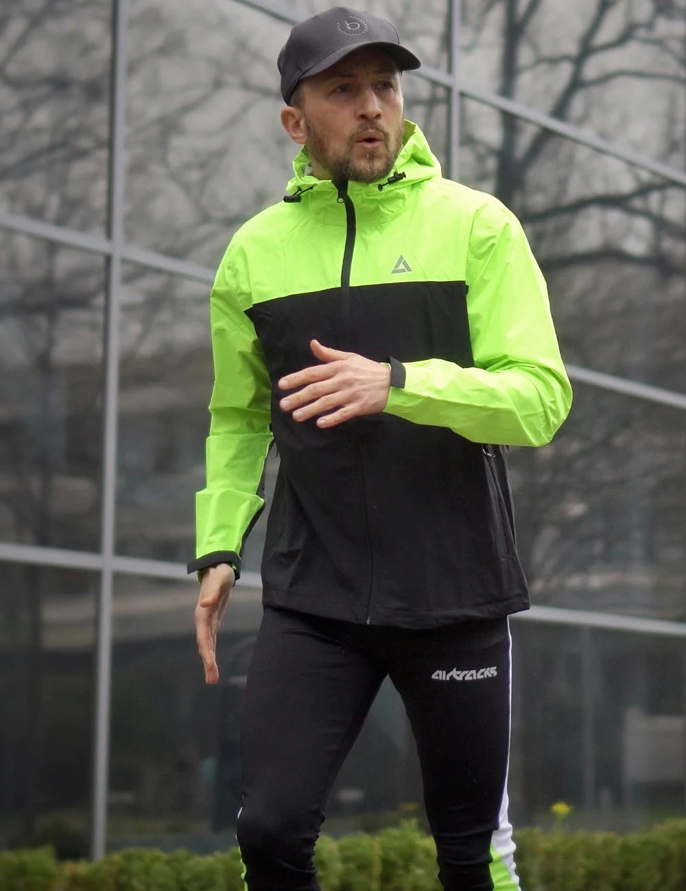 Giacca Impermeabile da Ciclismo da Uomo con Cappuccio Pro Line Nero-Neon Set prodotto