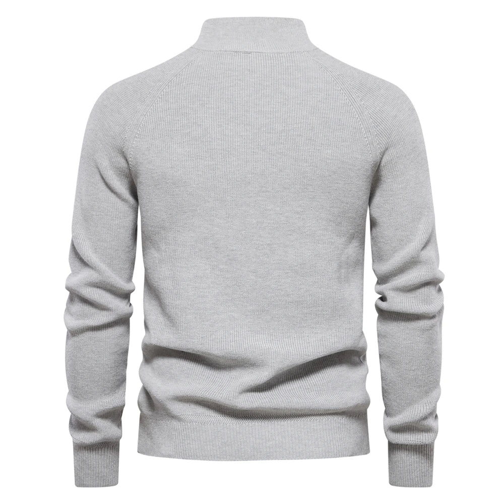 Halb-Reiverschluss Steppstrickpullover für Herren
