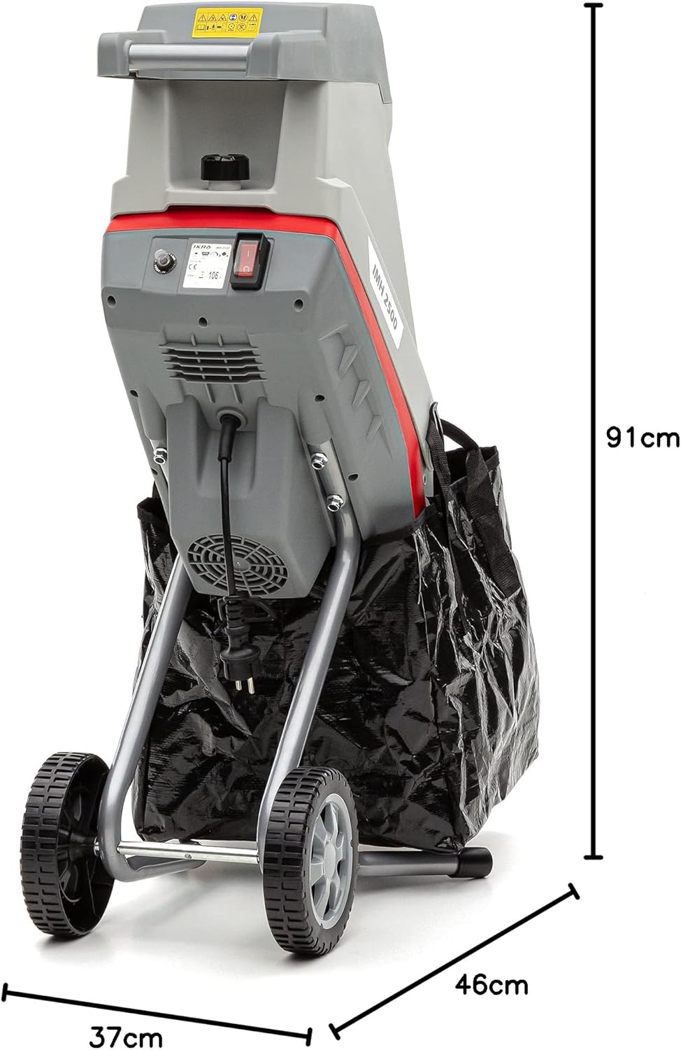 IKRA Elettro-biotrituratore a lame IMH 2500 incl. sacco di raccolta 45l 2.500W, lame reversibili a lunga durata