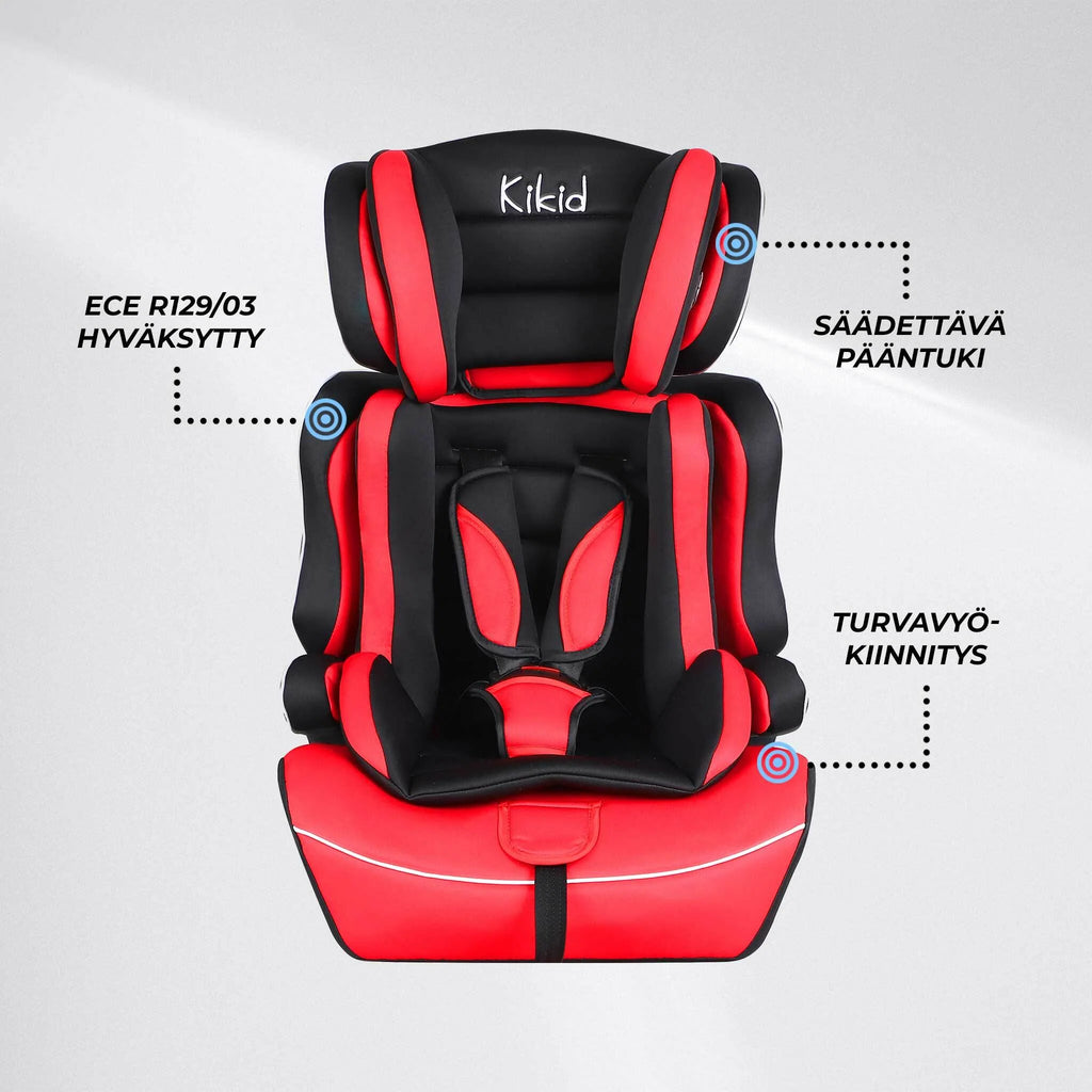 Kikid Kindersitz Basic 76-150cm R129, schwarz rot