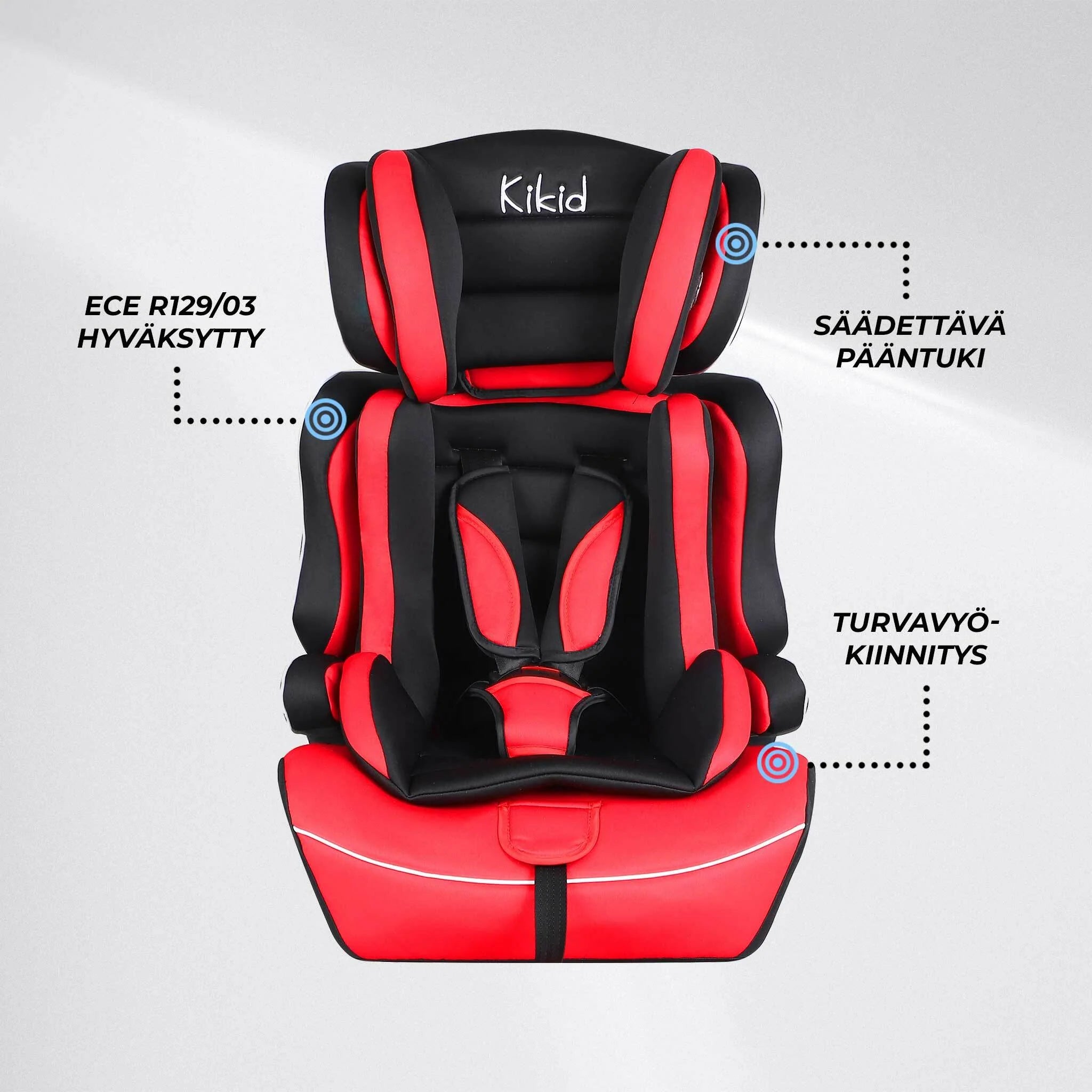 Kikid Kindersitz Basic 76-150cm R129, schwarz rot