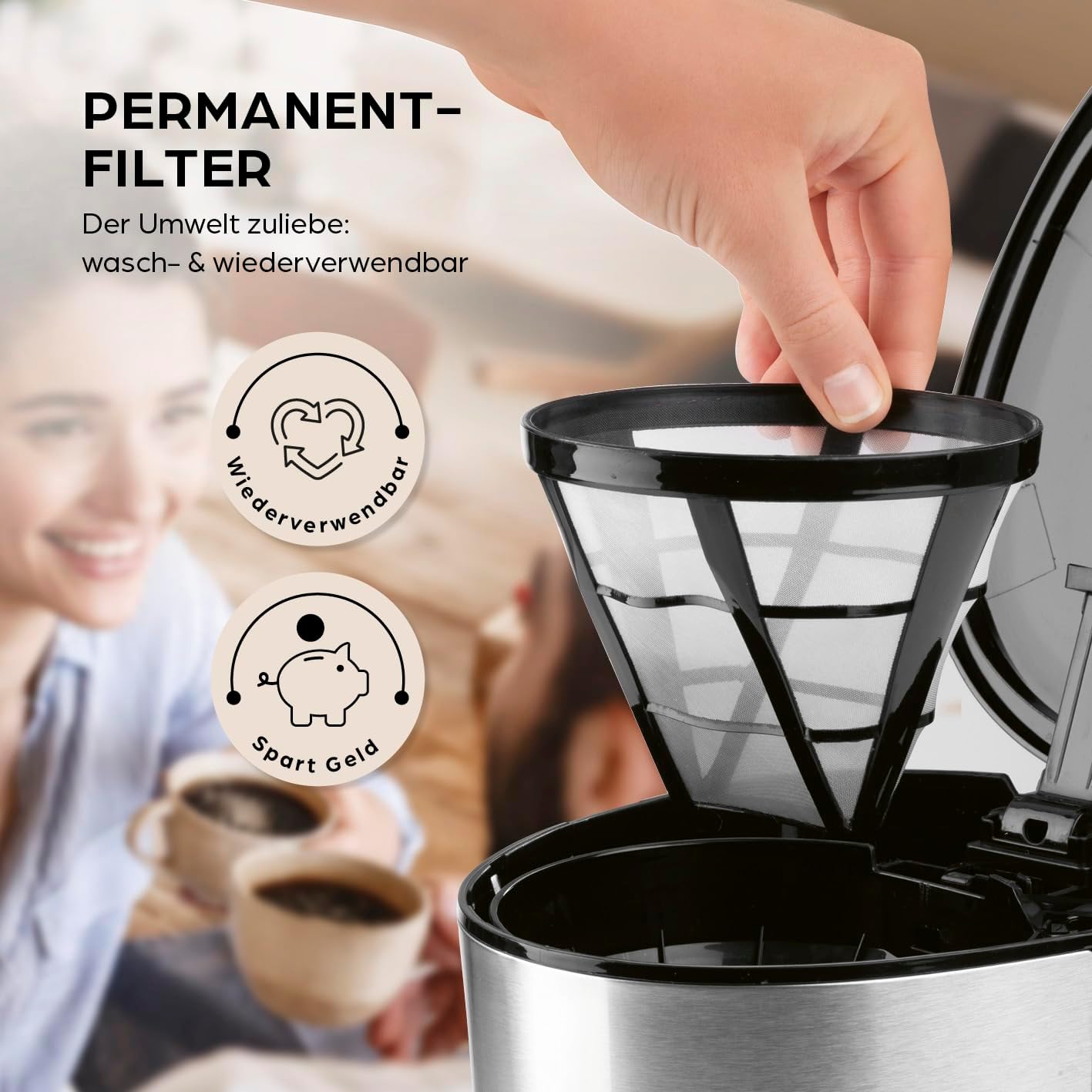 Barista Kaffeemaschine mit Mahlwerk | Filterkaffeemaschine mit Glaskanne | 900W Filtermaschine mit Touchdisplay & Timerfunktion für bis zu 10 Tassen | 1,25 Liter Kaffeekanne | Für Bohnen & Pulver