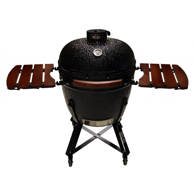 Kobe Kamado Barbecue a Carbone Professional XXL Black Edition, Copertura Protettiva, Piastra Diffusore di Calore, Pala per Carbone Inclusa