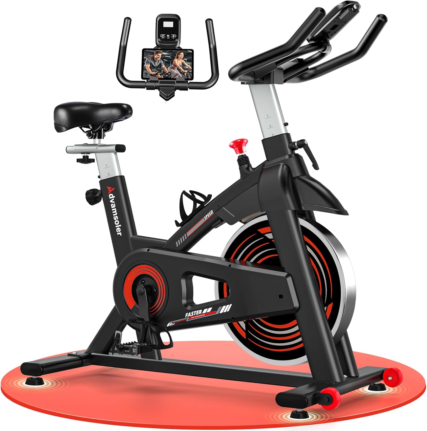 Advamsoler Cyclette, Bici Ellittica con Monitor LCD e Supporto per Tablet, Spinning Bike Silenziosa da Interno per Allenamento Cardio a Casa
