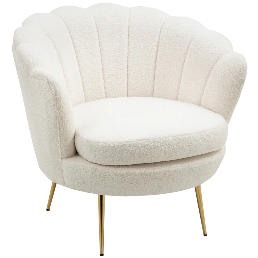 HOMCOM Polstersessel Muschelform Fleeceoptik Weiß Eleganter Komfort