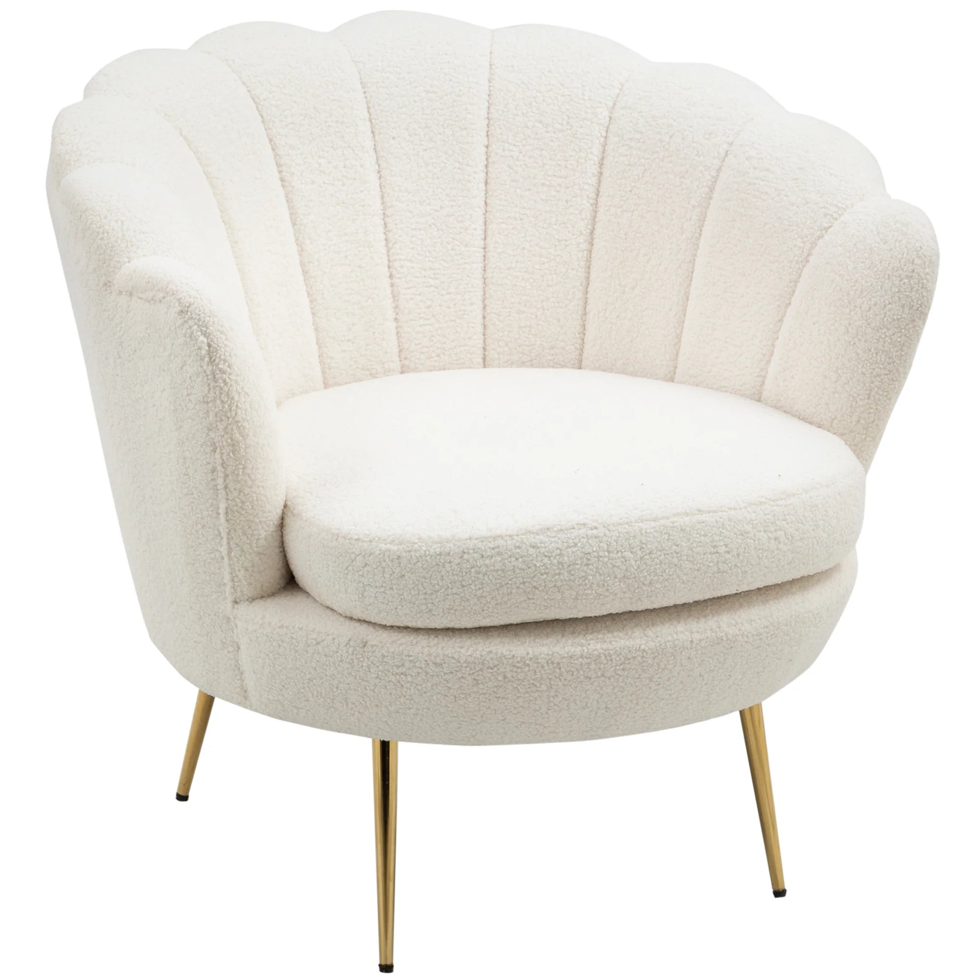 HOMCOM Polstersessel Muschelform Fleeceoptik Weiß Eleganter Komfort