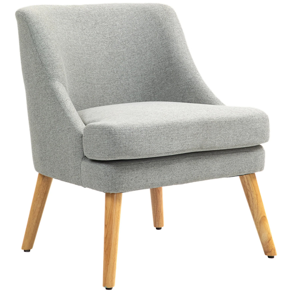 HOMCOM Sedia Imbottita Design Scandinavo Poltroncina Grigio Chiaro