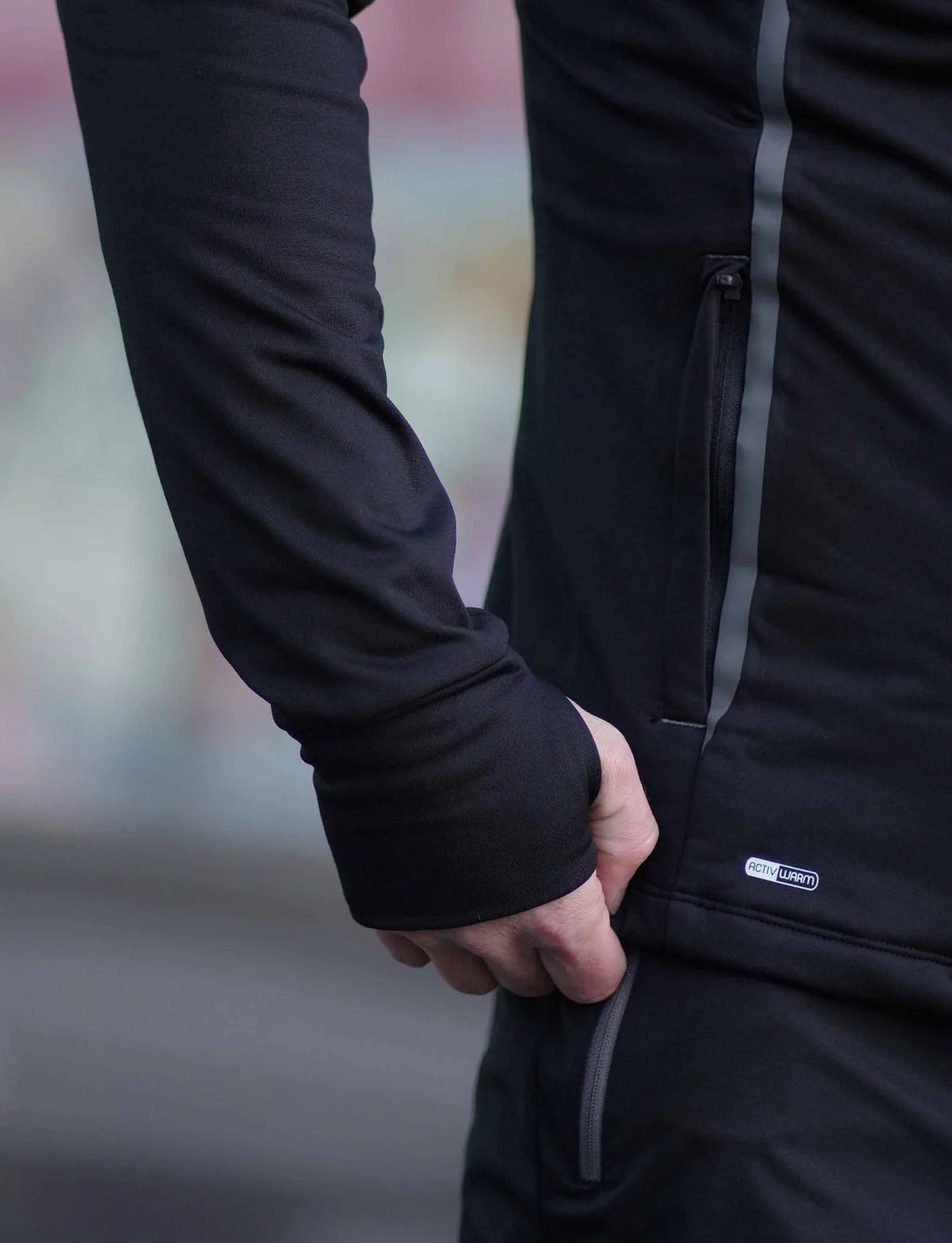 Herren Winter Thermo Laufhose Lang Pro Team Schwarz Silber