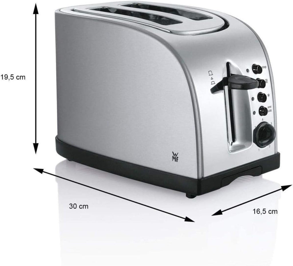 WMF Stelio Tostapane 2 fette in acciaio inossidabile, tostapane a doppia fessura con accessorio per panini, funzione bagel, 7 livelli di doratura, 900 W, tostapane in acciaio inossidabile opaco
