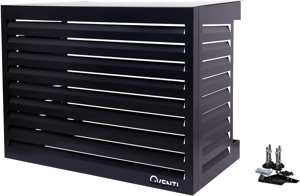 Copertura Qventi per condizionatore - Antracite/Grigio - Alluminio - Griglia di protezione - Rivestimento - Facile montaggio - Taglia S - Dimensioni esterne (LxPxH): 100 x 50 x 75 cm
