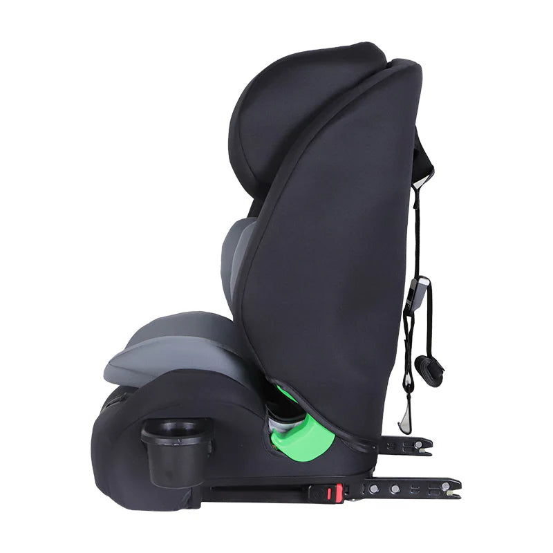 Kikid Premium Kindersitz 76-150cm i-Size ISOFIX R129, schwarz-grau