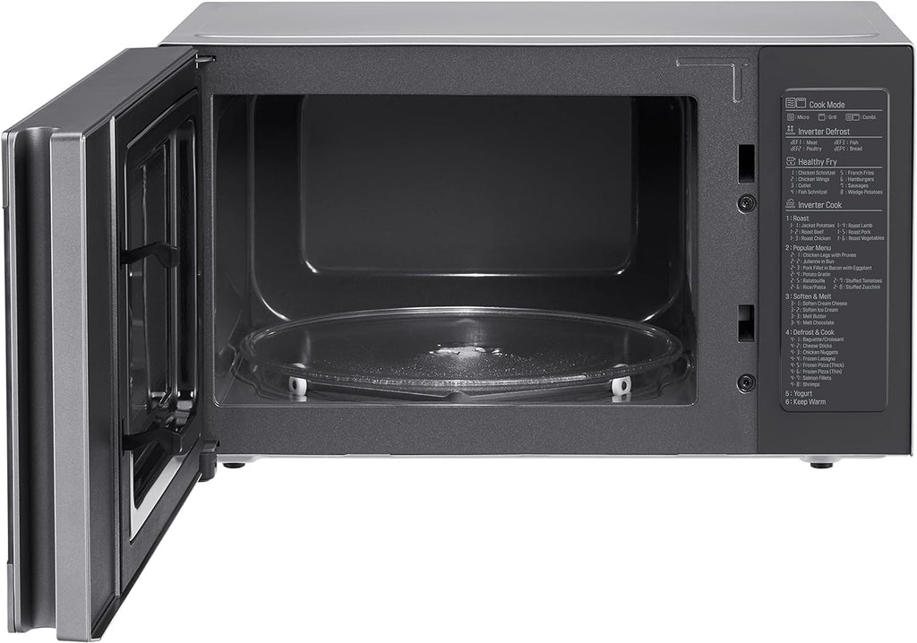 LG MS2595CIS Forno a microonde con tecnologia Smart Inverter, capacità 25 litri, 1000 W, programmi automatici, livelli di potenza regolabili e funzione EasyClean, argento