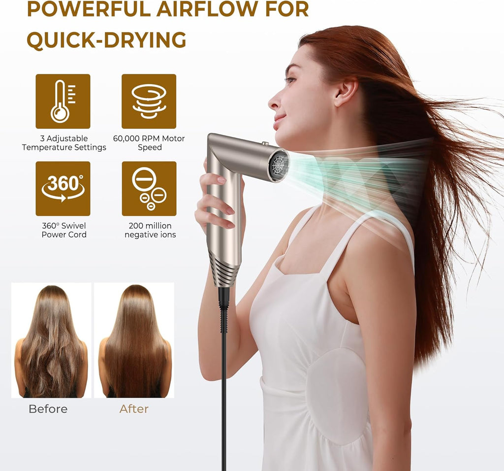UKLISS 7 in 1 Pro Airstyler & Ionen Föhn [110,000RPM] High-speed Haartrockner Ionen Hair Dryer, mit Heißluft Lockenwickler Thermal Brush Haarglätterbürste Warmluftbürste Föhnbürste, 1200W/Blau