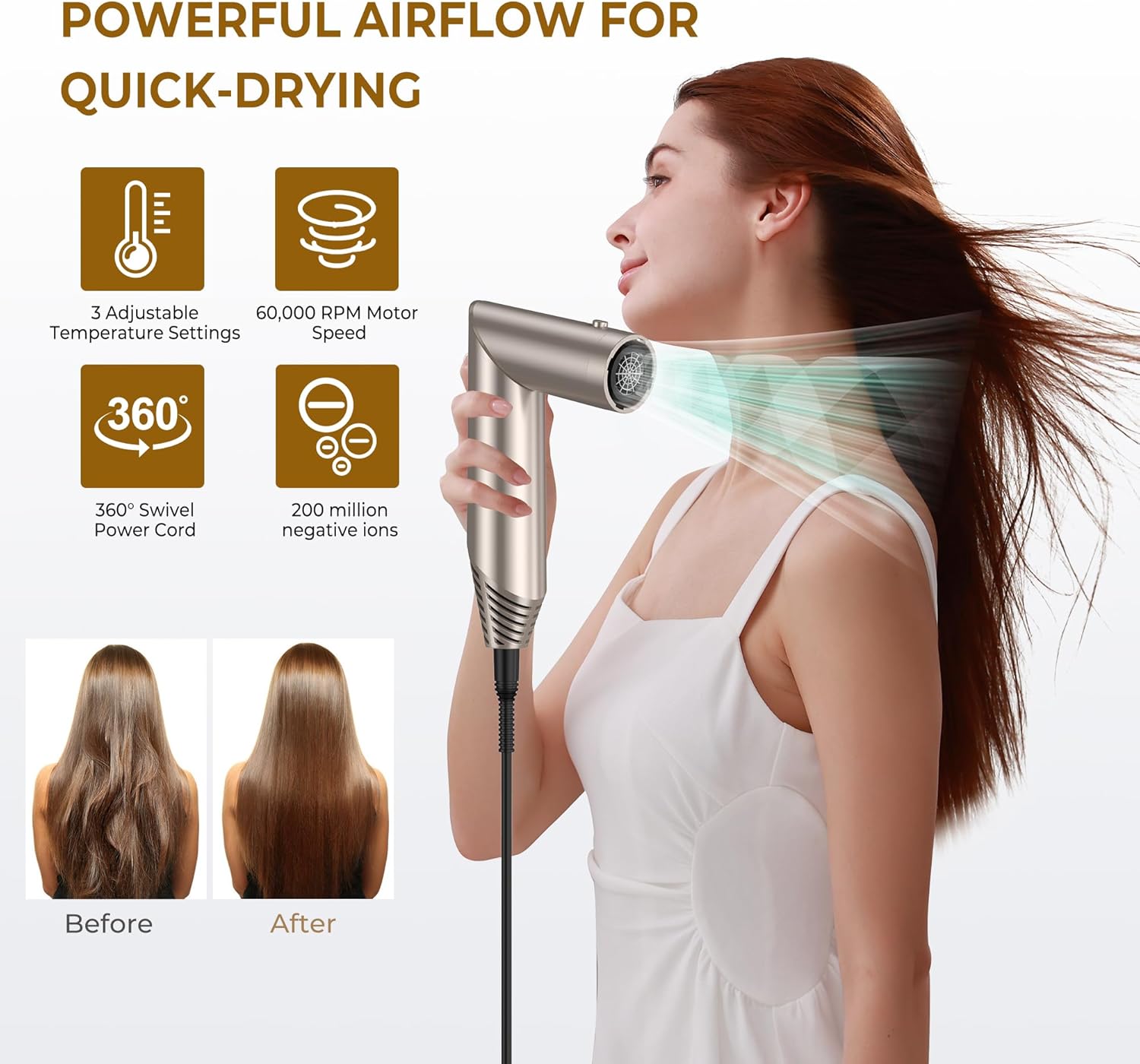 UKLISS 7 in 1 Pro Airstyler & Ionen Föhn [110,000RPM] High-speed Haartrockner Ionen Hair Dryer, mit Heißluft Lockenwickler Thermal Brush Haarglätterbürste Warmluftbürste Föhnbürste, 1200W/Blau