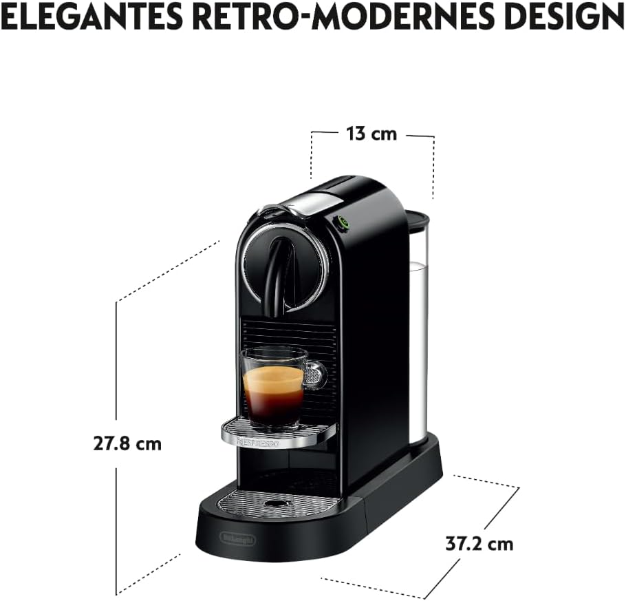 Nespresso De'Longhi EN267.BAE Citiz Macchina da Caffè con Montalatte, Funzione di Risparmio Energetico, 1710W, 1 Litro, 37.2 x 21.8 x 27.7 cm, Nero