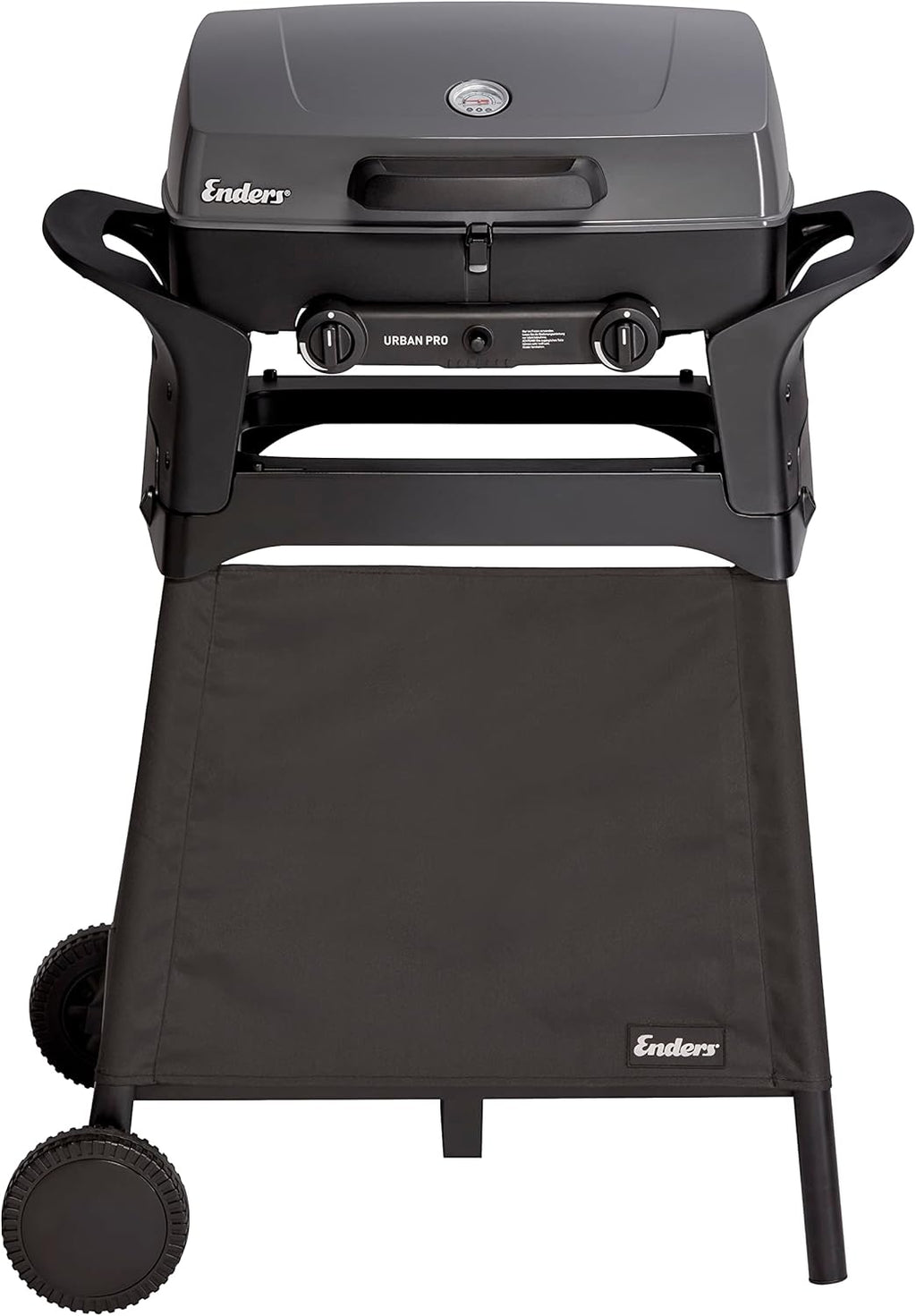 Enders Gasgrill Urban II Pro, barbecue da tavolo, funzione grill, cottura e forno, 2 bruciatori in acciaio inox, con termometro per grill, barbecue da balcone e campeggio, corpo in alluminio pressofuso, griglia in ghisa, #2062