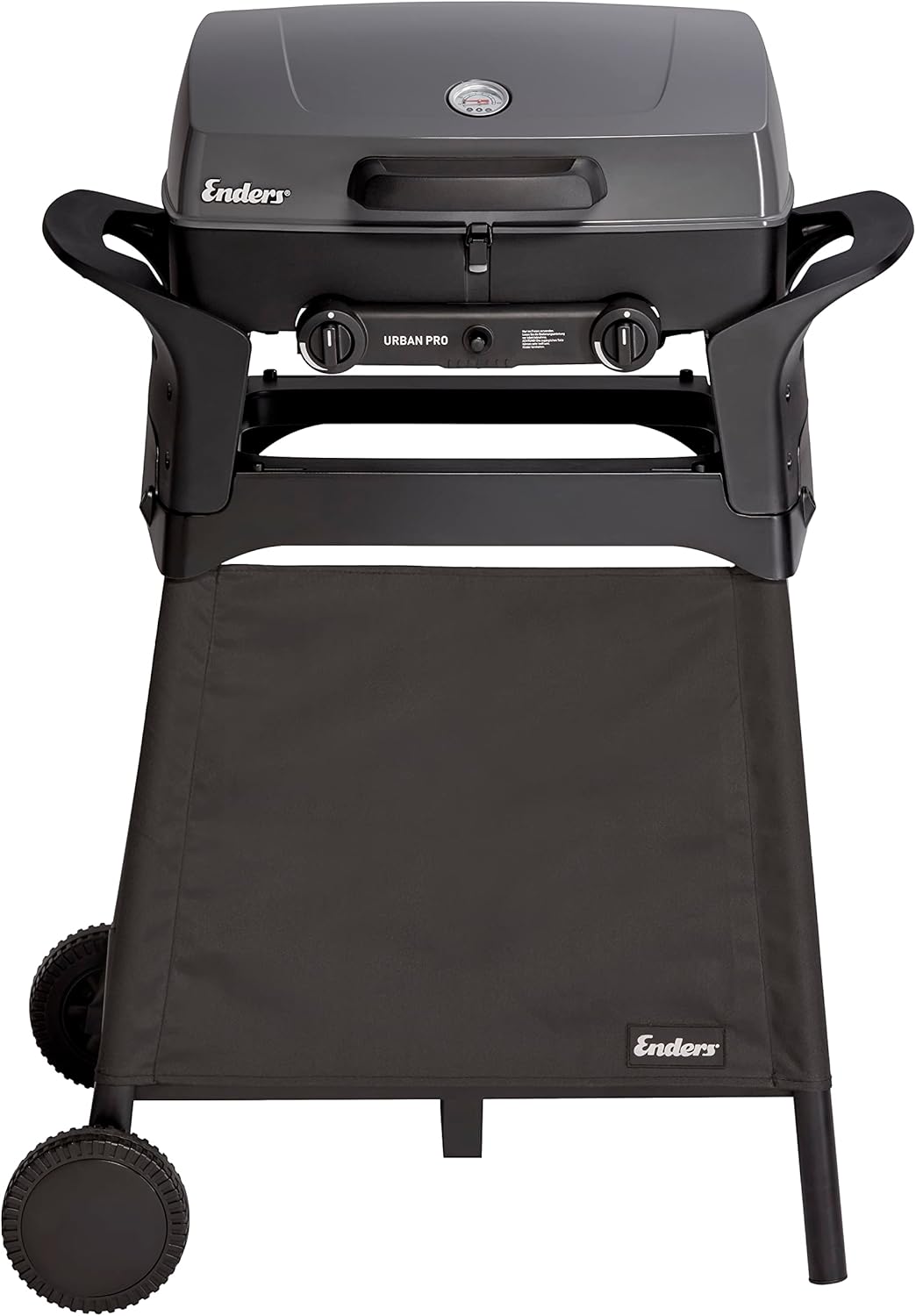 Enders Gasgrill Urban II Pro, barbecue da tavolo, funzione grill, cottura e forno, 2 bruciatori in acciaio inox, con termometro per grill, barbecue da balcone e campeggio, corpo in alluminio pressofuso, griglia in ghisa, #2062